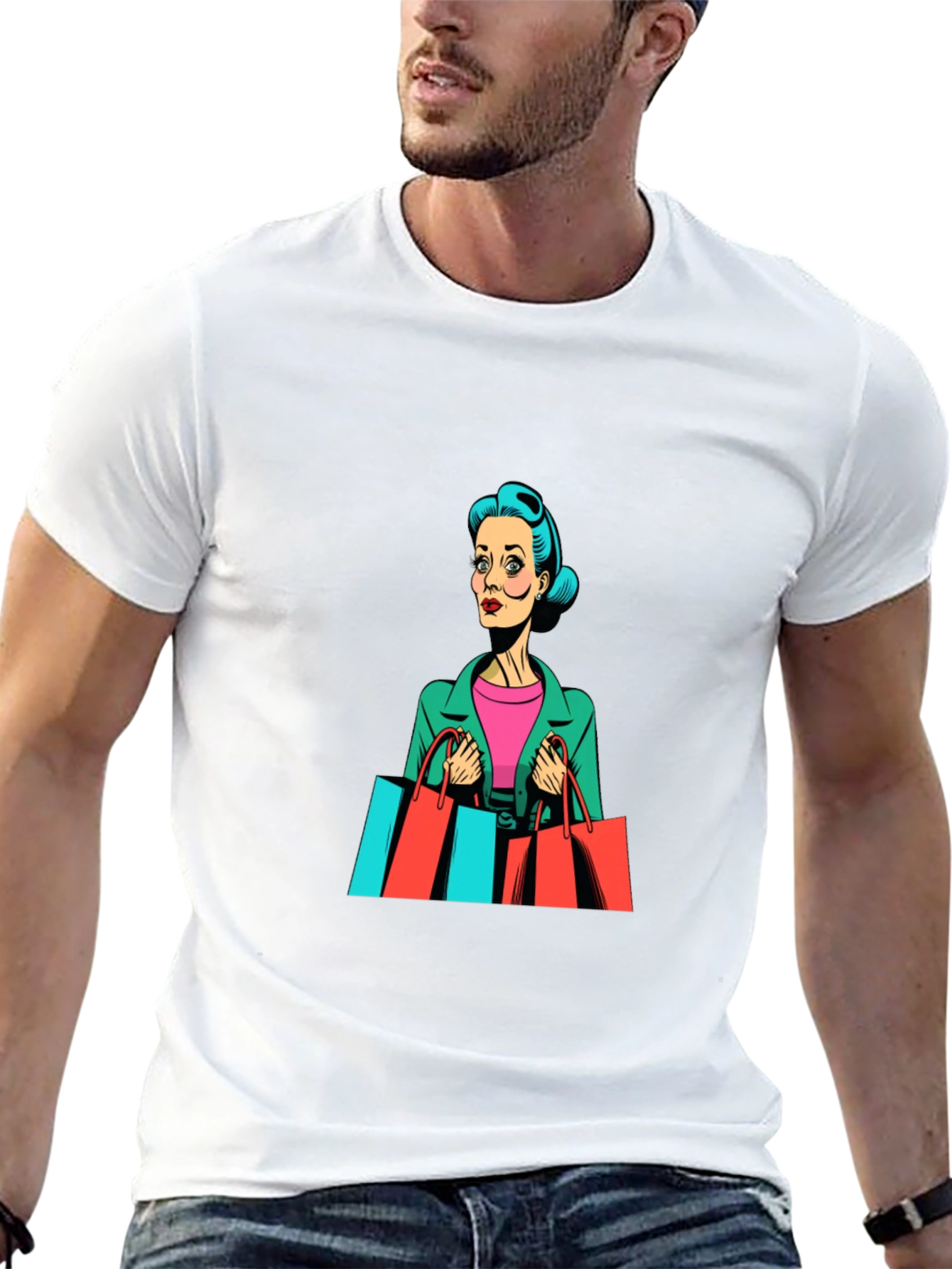 Retro Shopping Spree Graphic Tee - Black