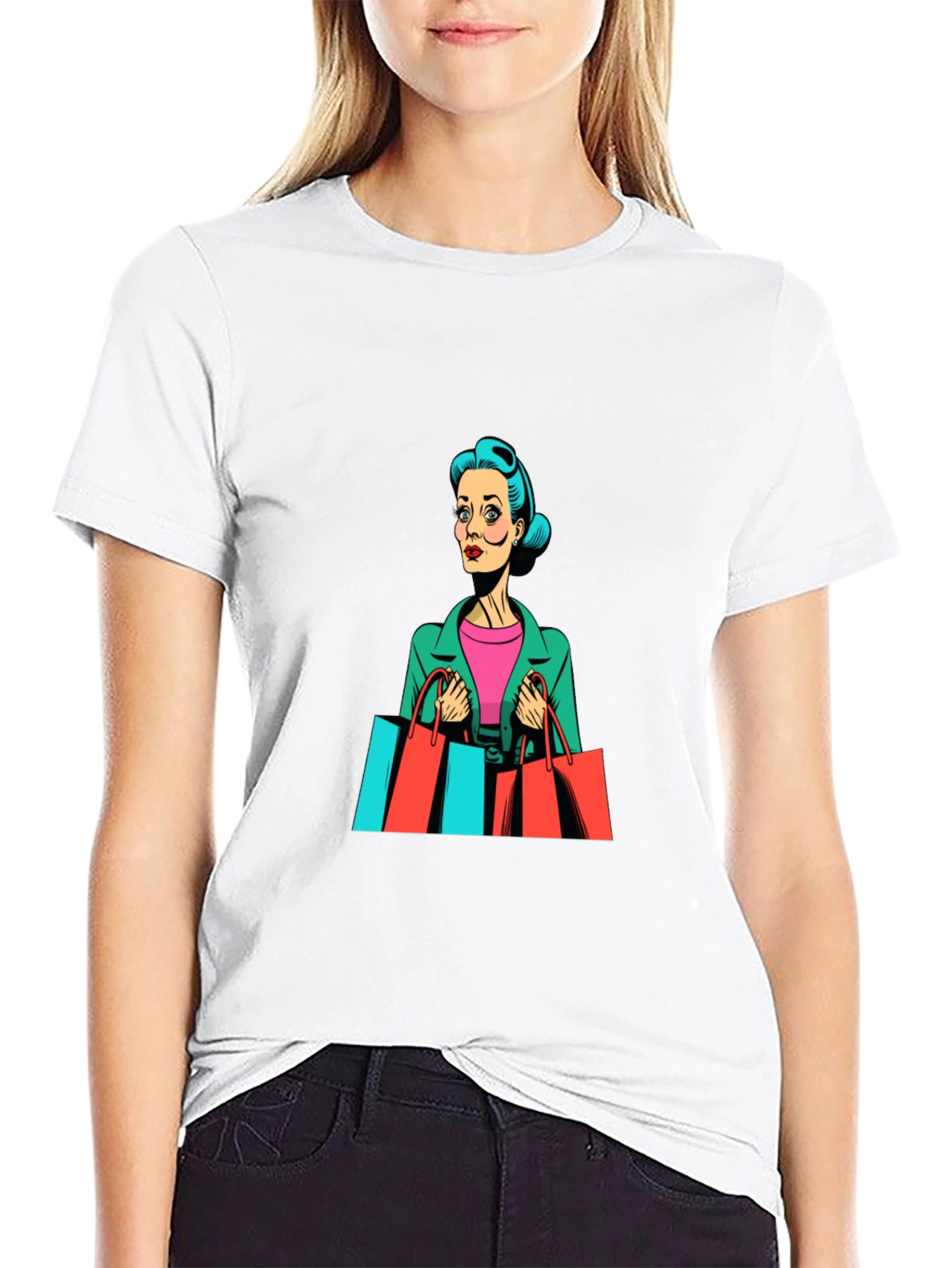 Retro Shopping Spree Graphic Tee - Black