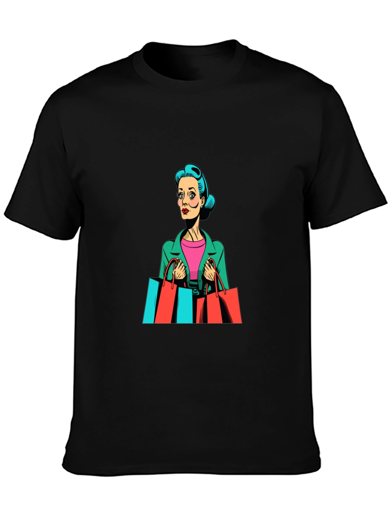Retro Shopping Spree Graphic Tee - Black