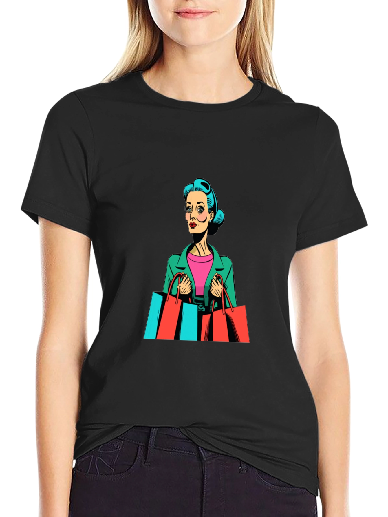 Retro Shopping Spree Graphic Tee - Black