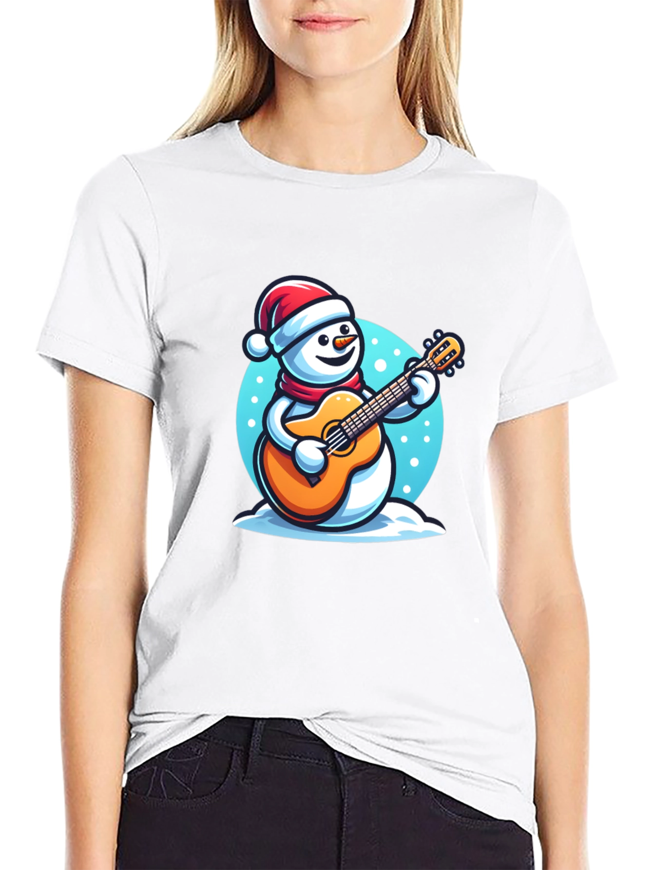 Festive Snowman Guitarist T-Shirt