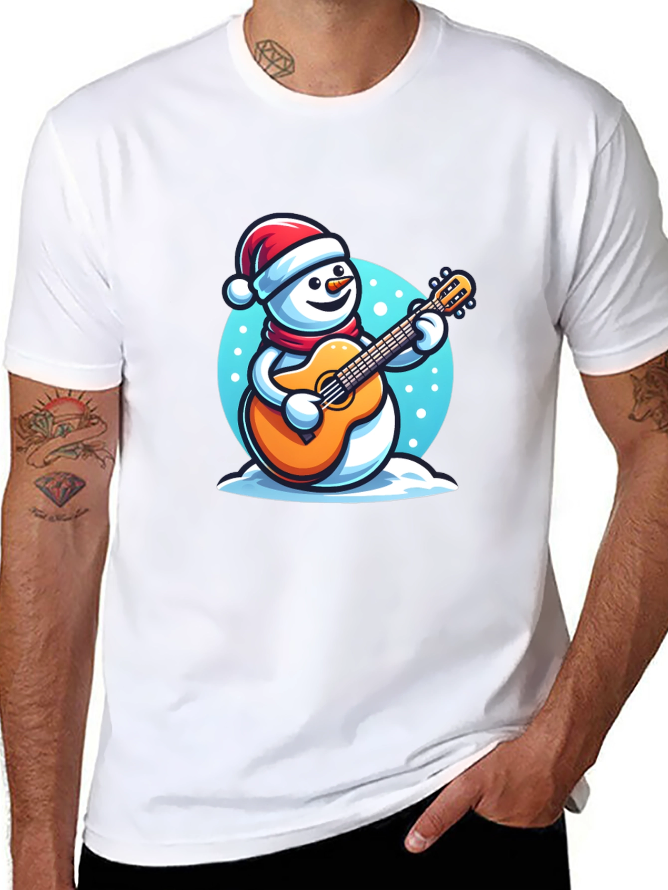 Festive Snowman Guitarist T-Shirt