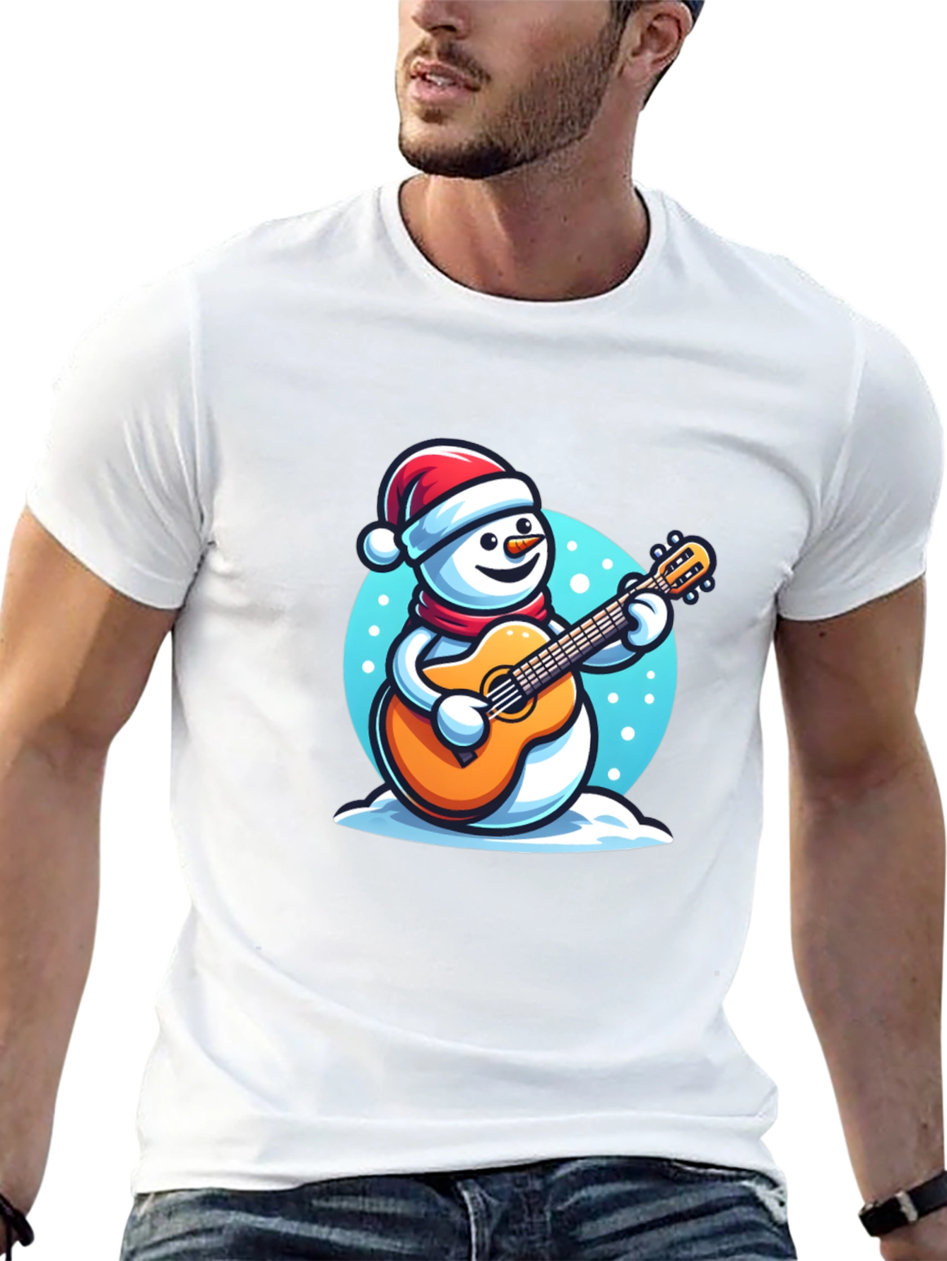 Festive Snowman Guitarist T-Shirt
