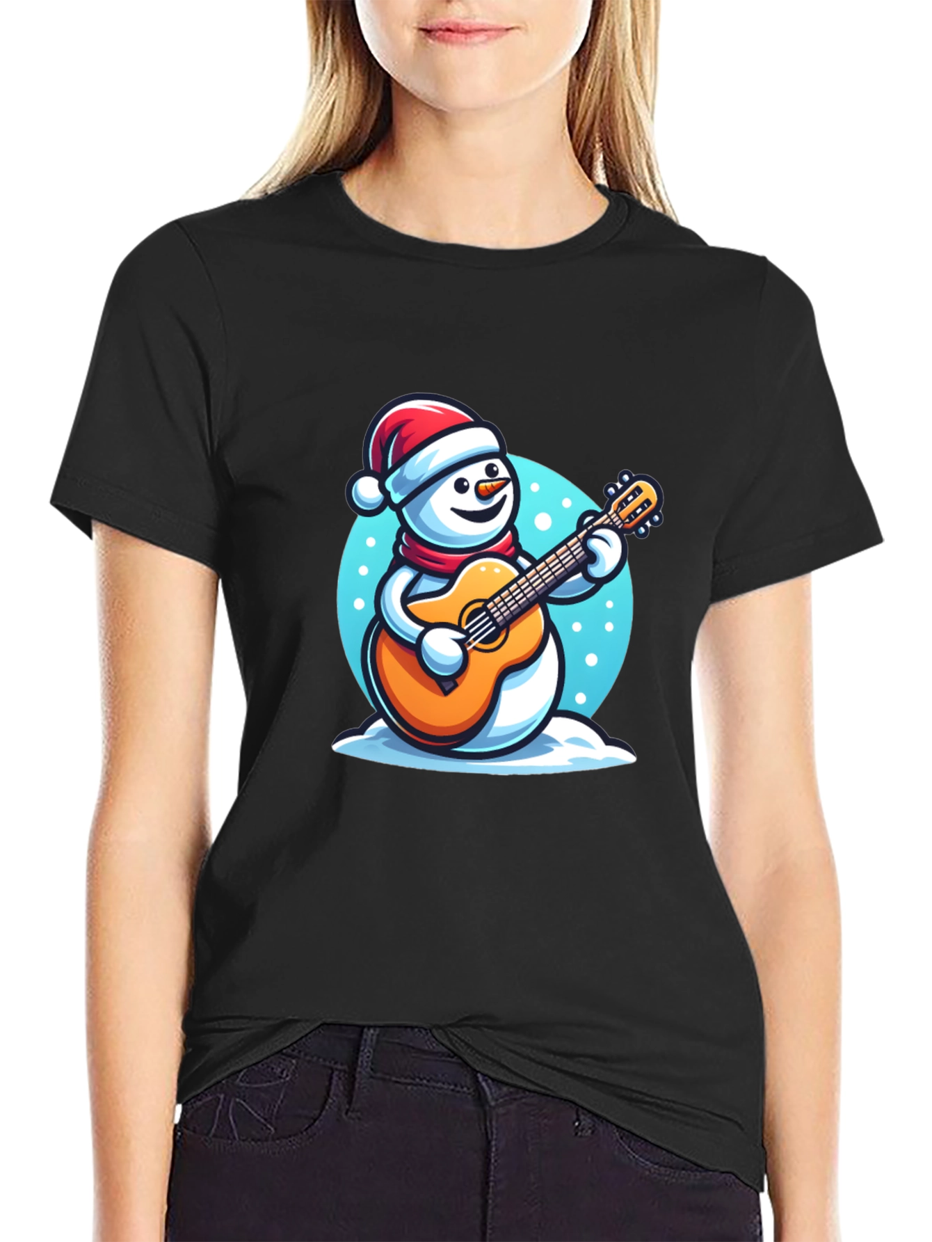 Festive Snowman Guitarist T-Shirt