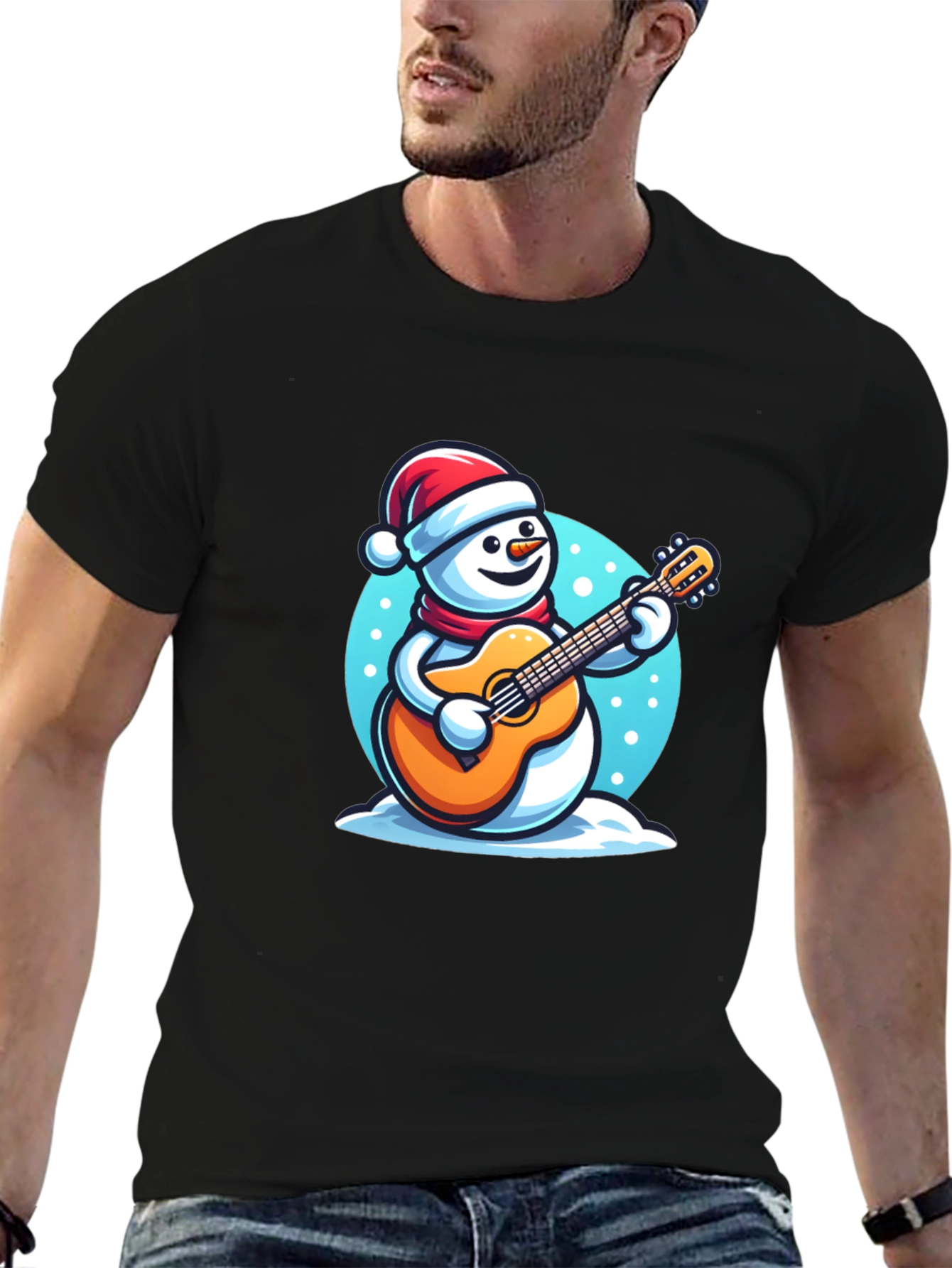 Festive Snowman Guitarist T-Shirt