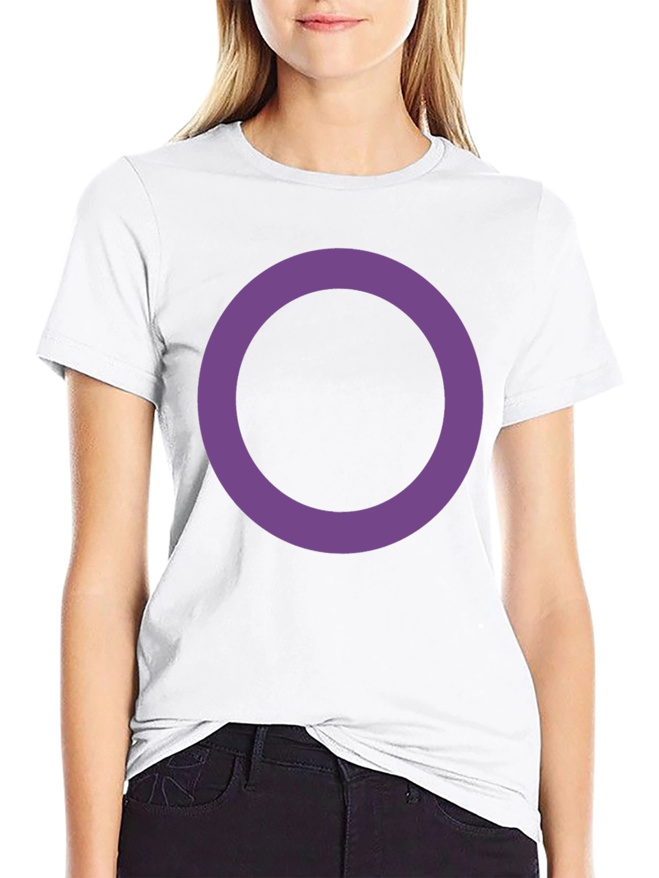 Simple Black Tee with Purple Circle Design