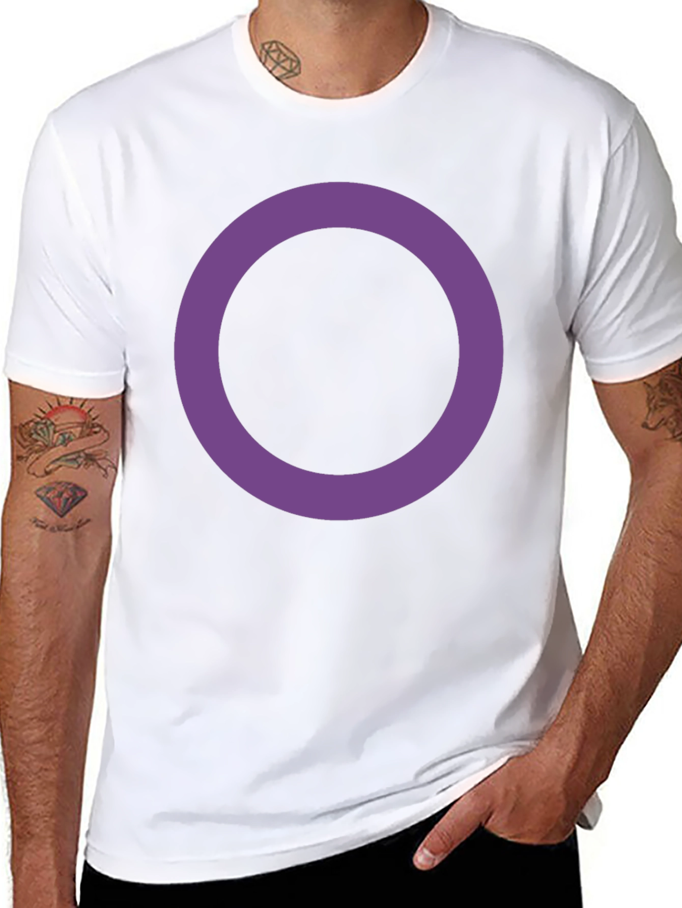 Simple Black Tee with Purple Circle Design