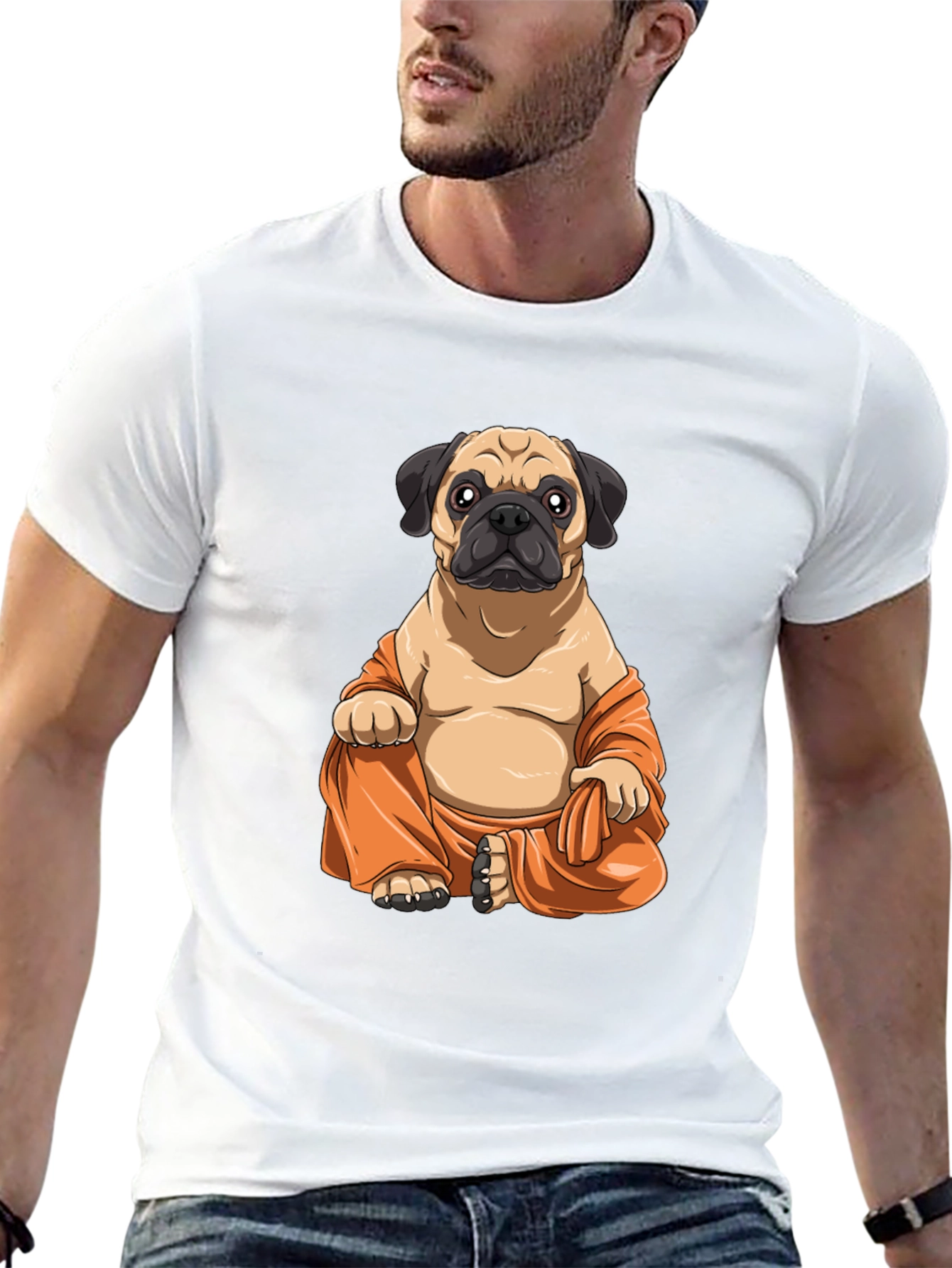 Pug Buddha T-Shirt - Meditating Dog Graphic Tee