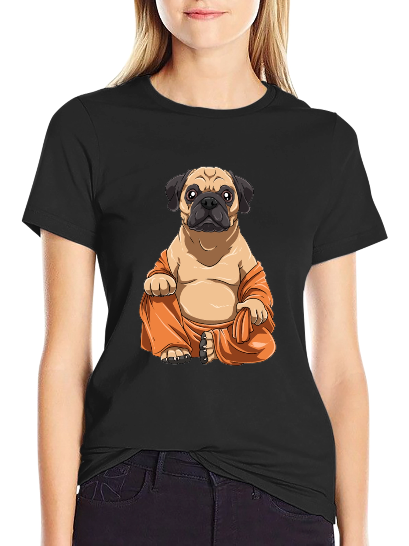 Pug Buddha T-Shirt - Meditating Dog Graphic Tee