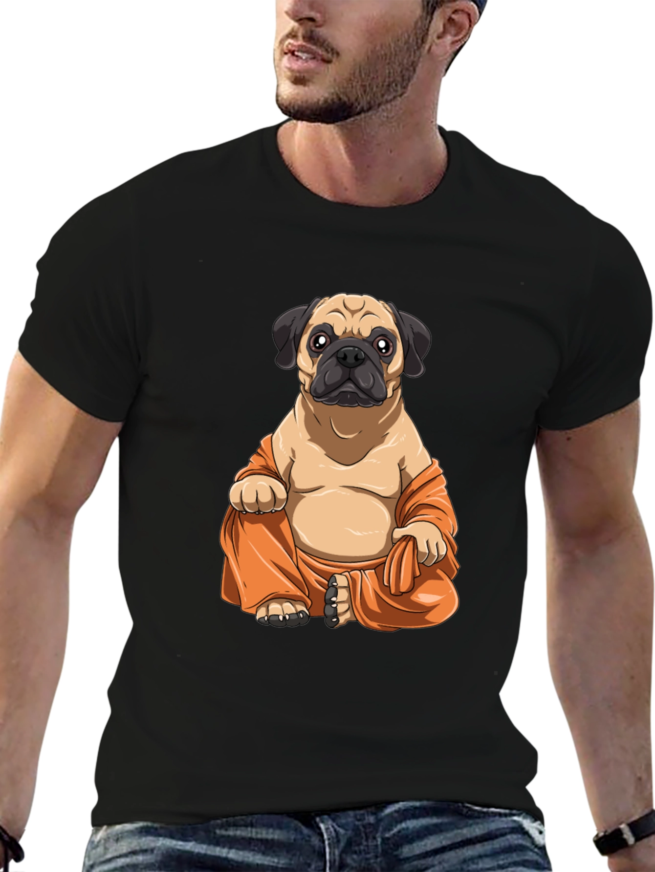 Pug Buddha T-Shirt - Meditating Dog Graphic Tee