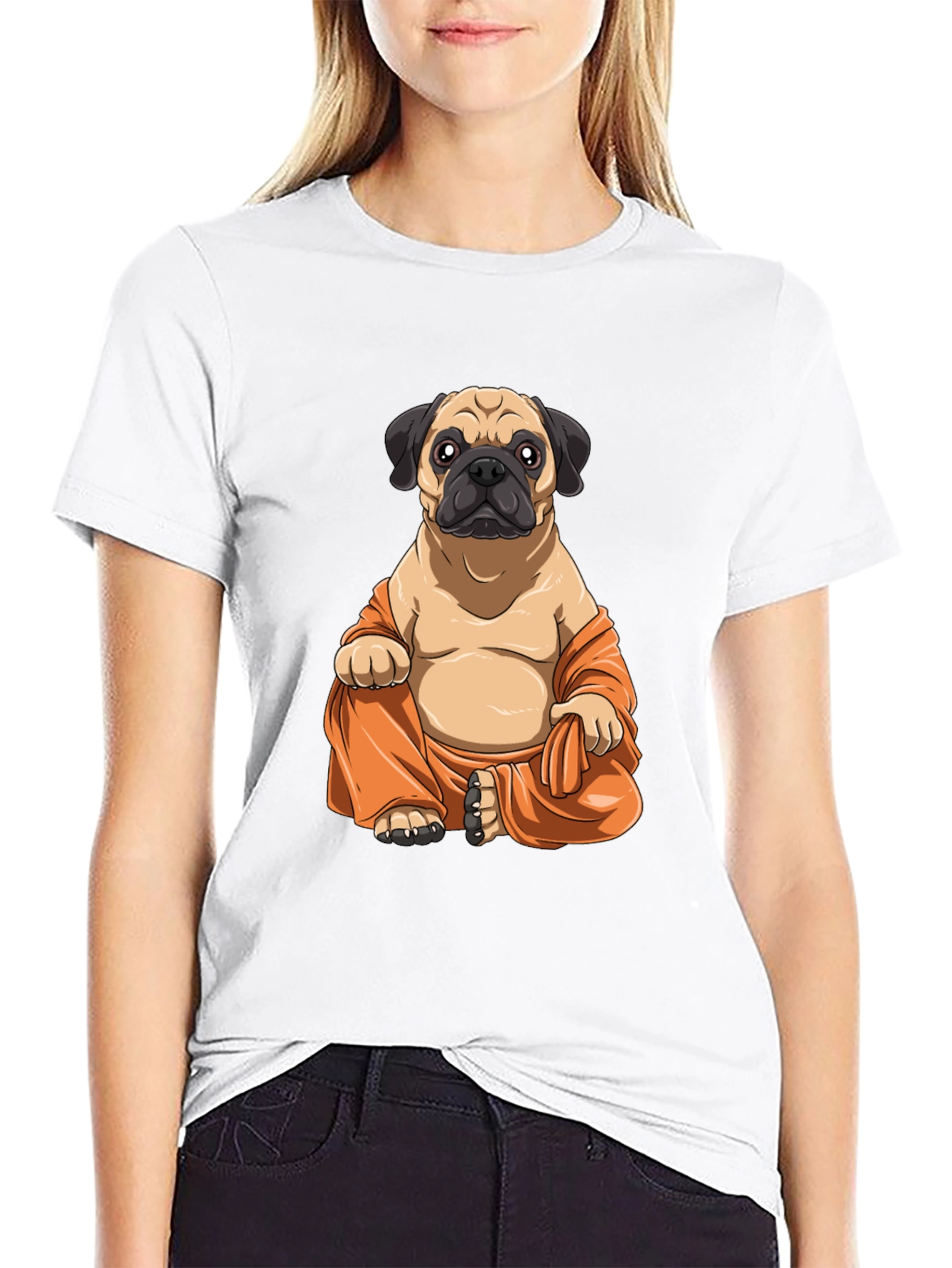 Pug Buddha T-Shirt - Meditating Dog Graphic Tee