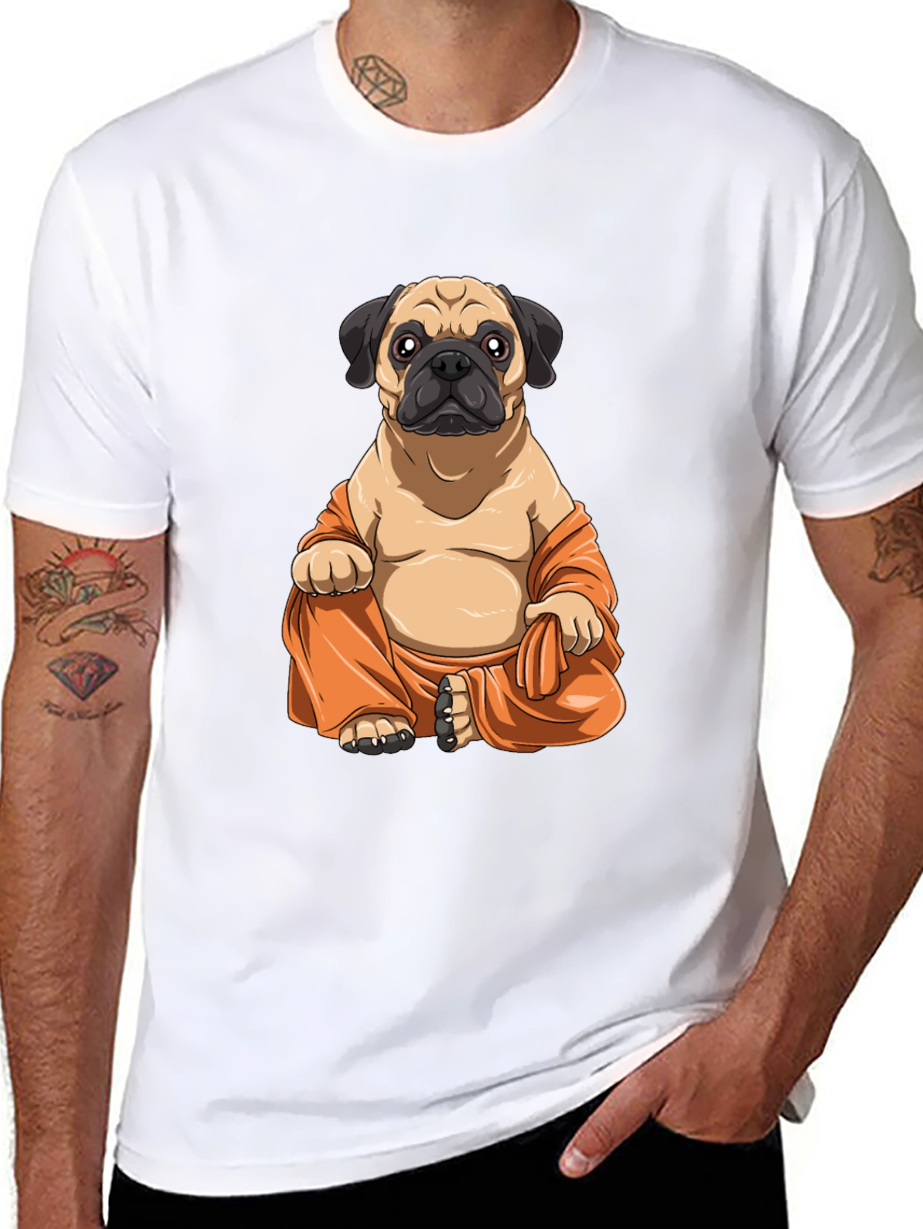 Pug Buddha T-Shirt - Meditating Dog Graphic Tee