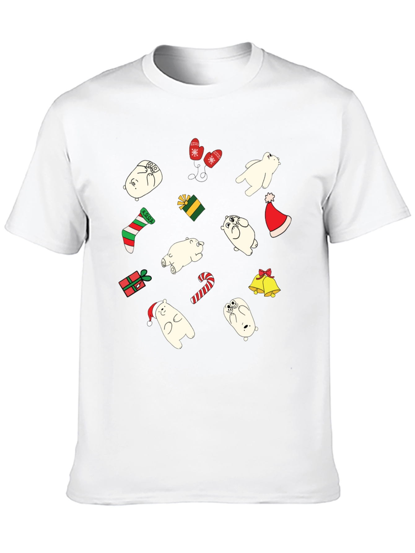 Festive Bear Christmas Graphic Tee - Black