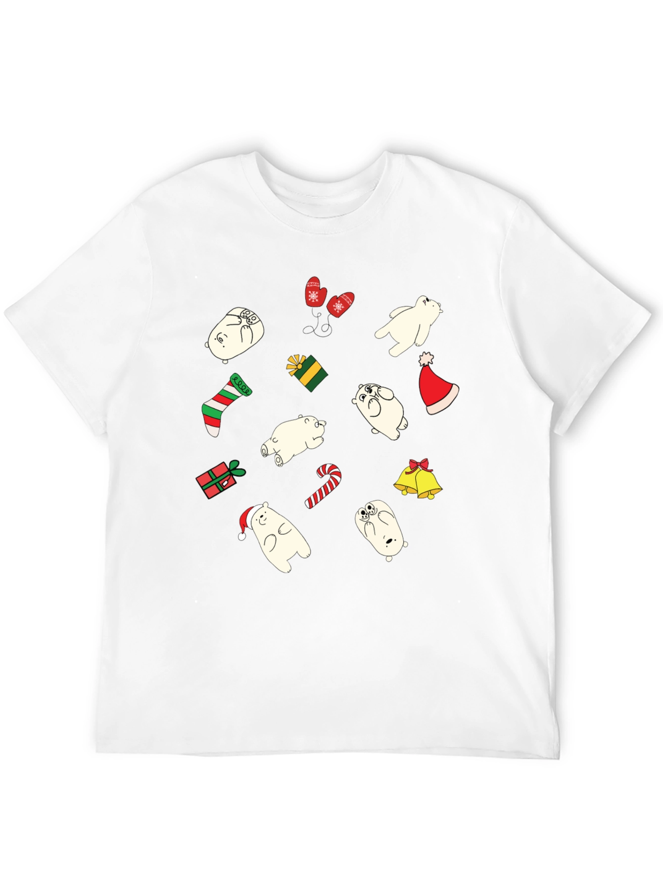 Festive Bear Christmas Graphic Tee - Black