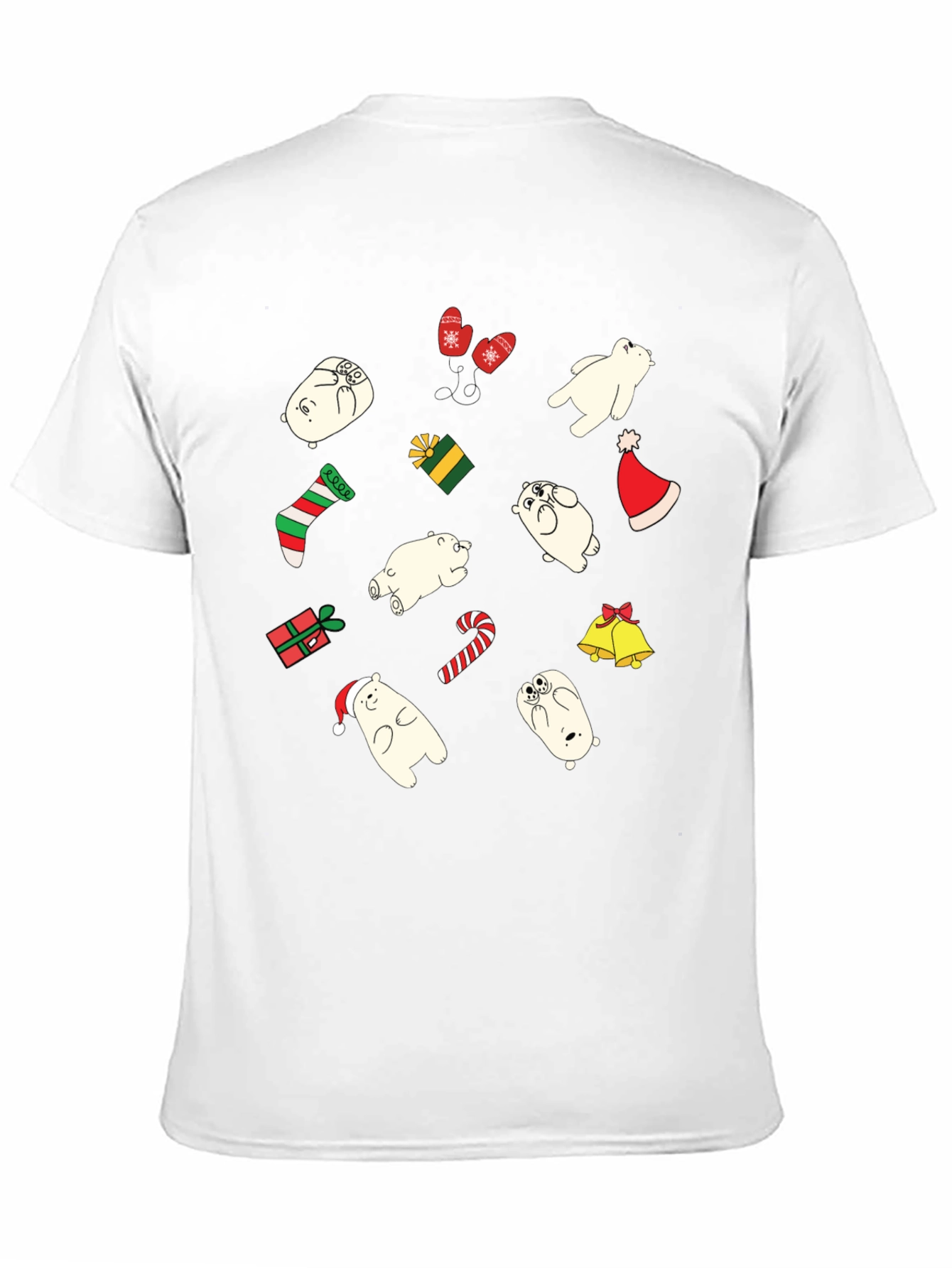 Festive Bear Christmas Graphic Tee - Black