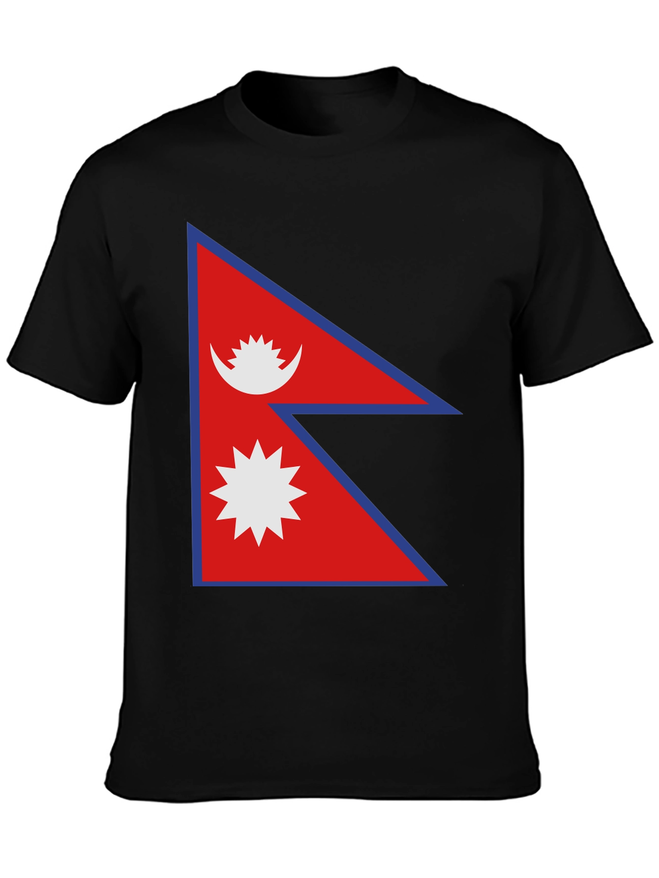 Nepal Flag T-Shirt - Black Cotton Tee