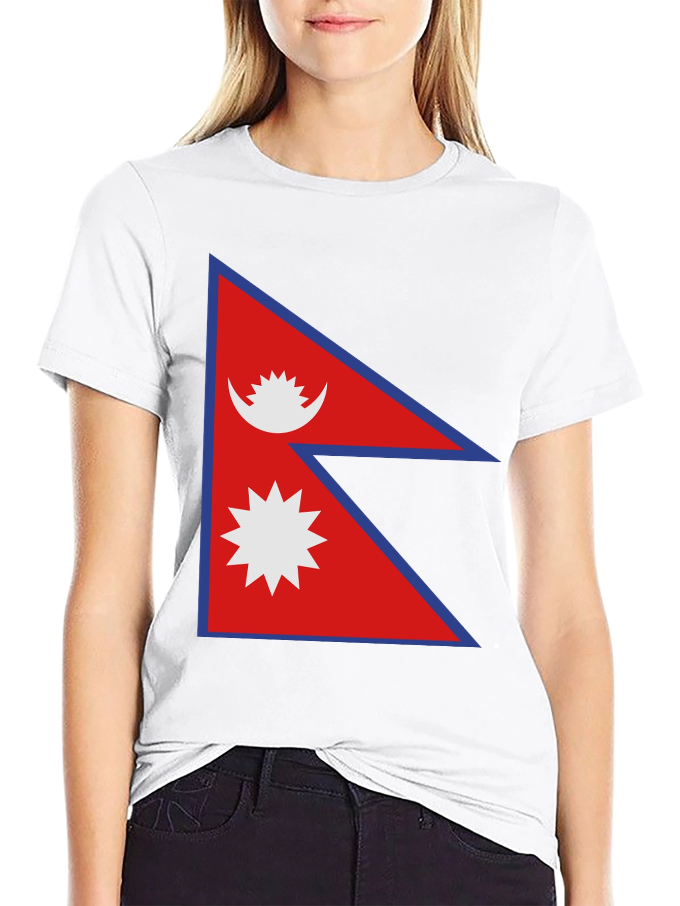 Nepal Flag T-Shirt - Black Cotton Tee