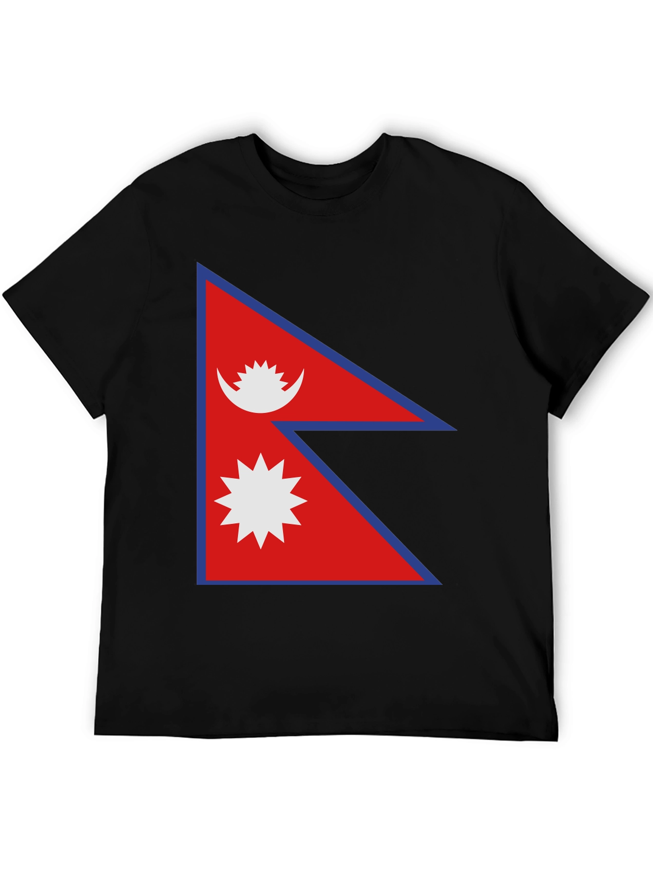 Nepal Flag T-Shirt - Black Cotton Tee