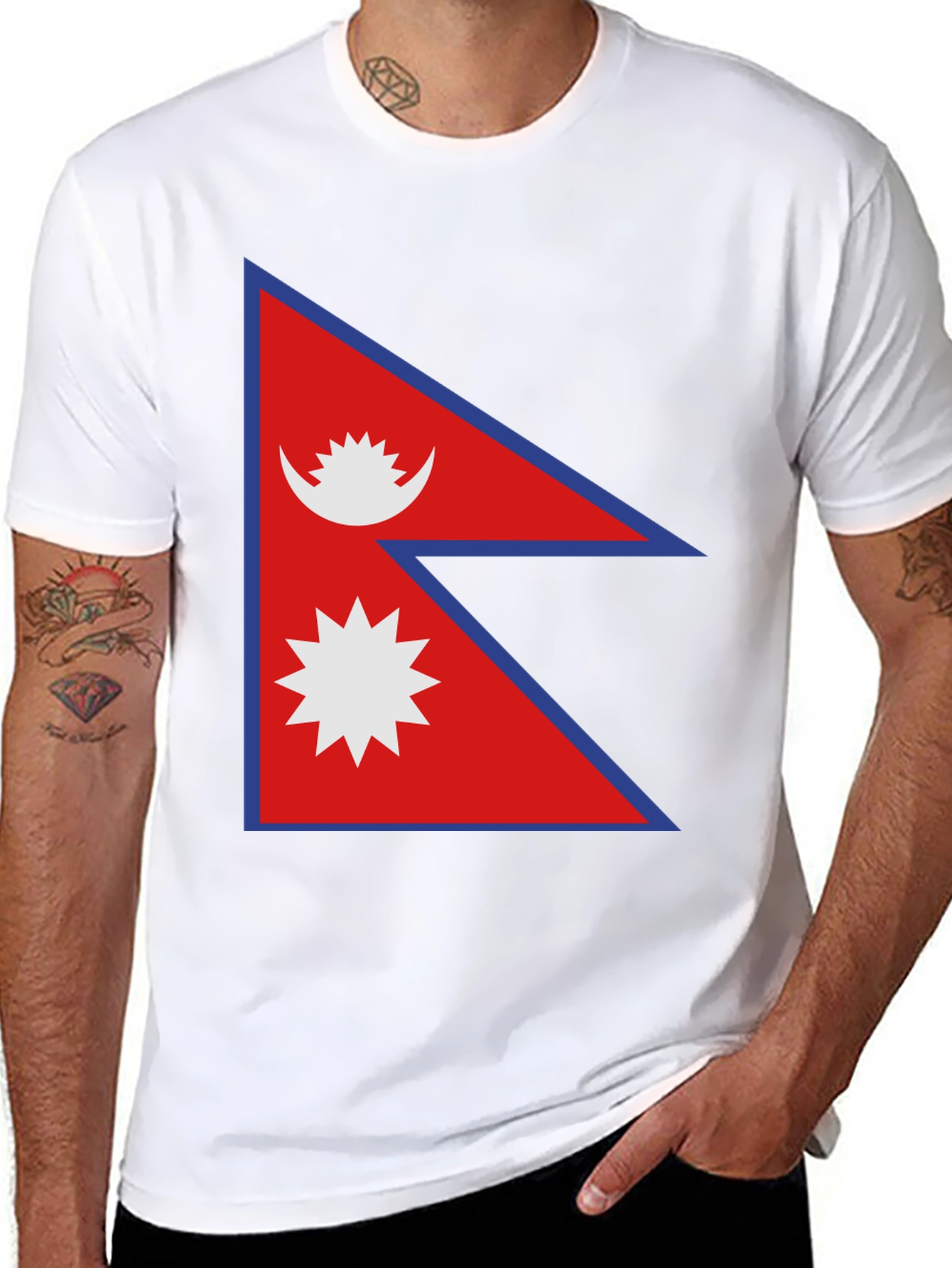 Nepal Flag T-Shirt - Black Cotton Tee