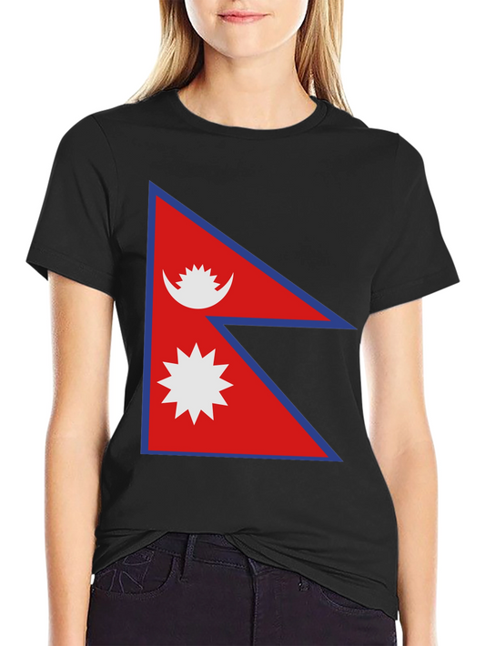 Nepal Flag T-Shirt - Black Cotton Tee