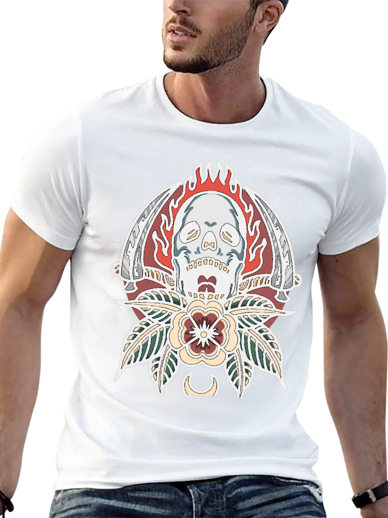 Skull & Blades Graphic Tee - Stylish Black T-Shirt