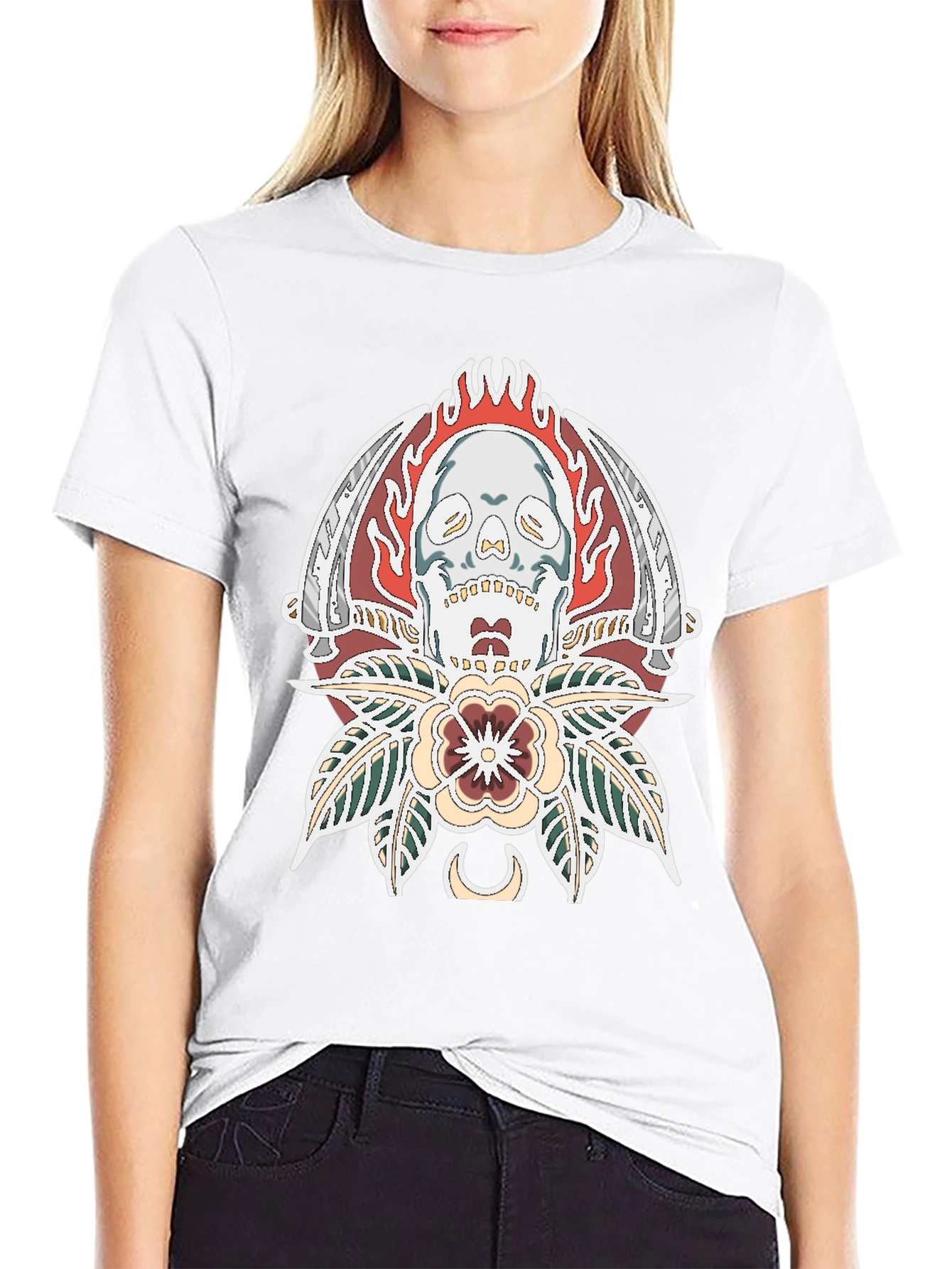 Skull & Blades Graphic Tee - Stylish Black T-Shirt
