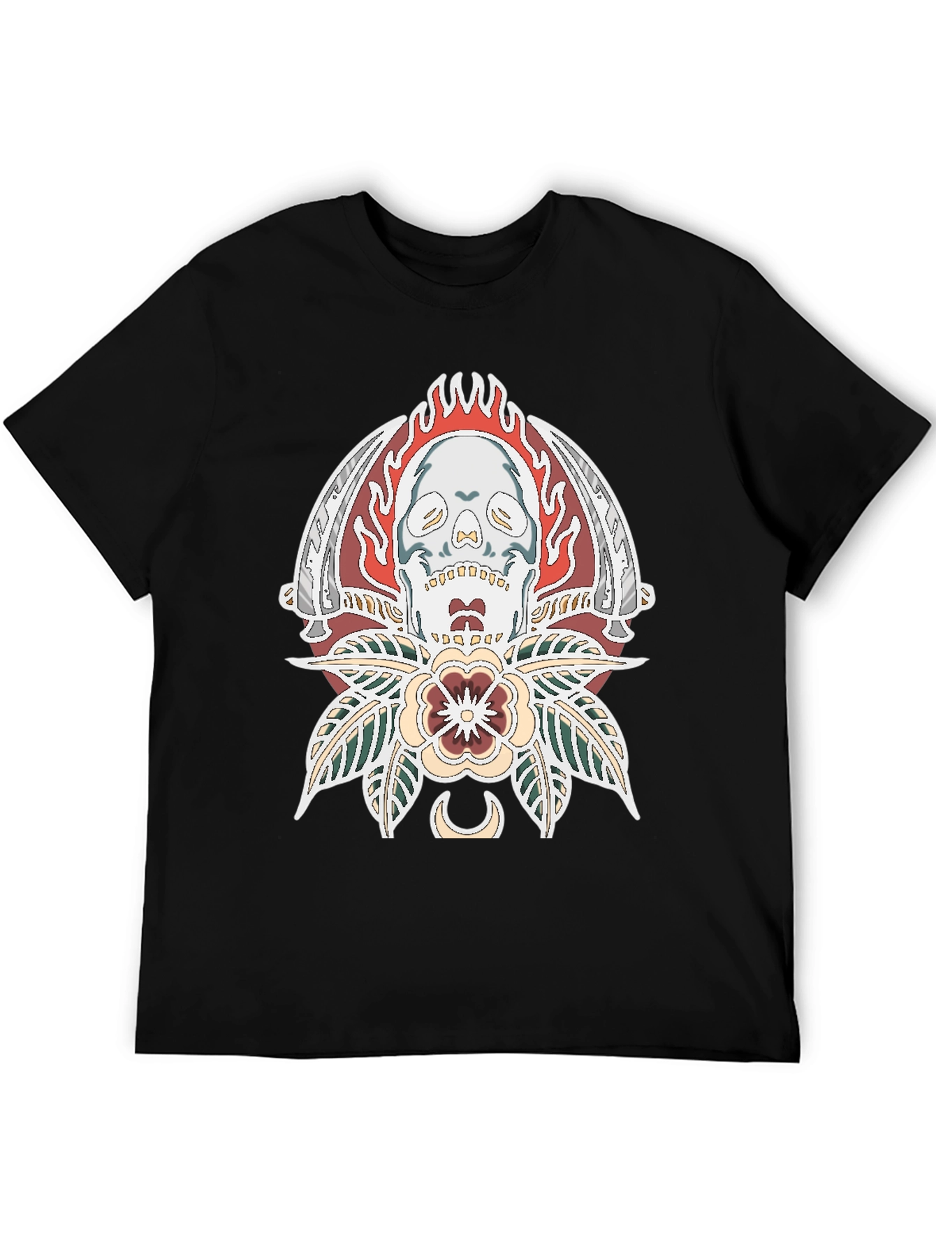 Skull & Blades Graphic Tee - Stylish Black T-Shirt
