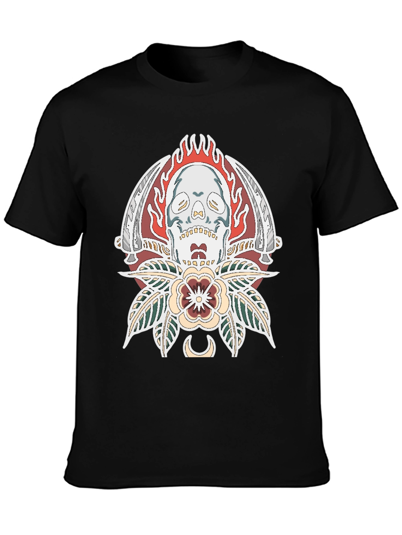 Skull & Blades Graphic Tee - Stylish Black T-Shirt