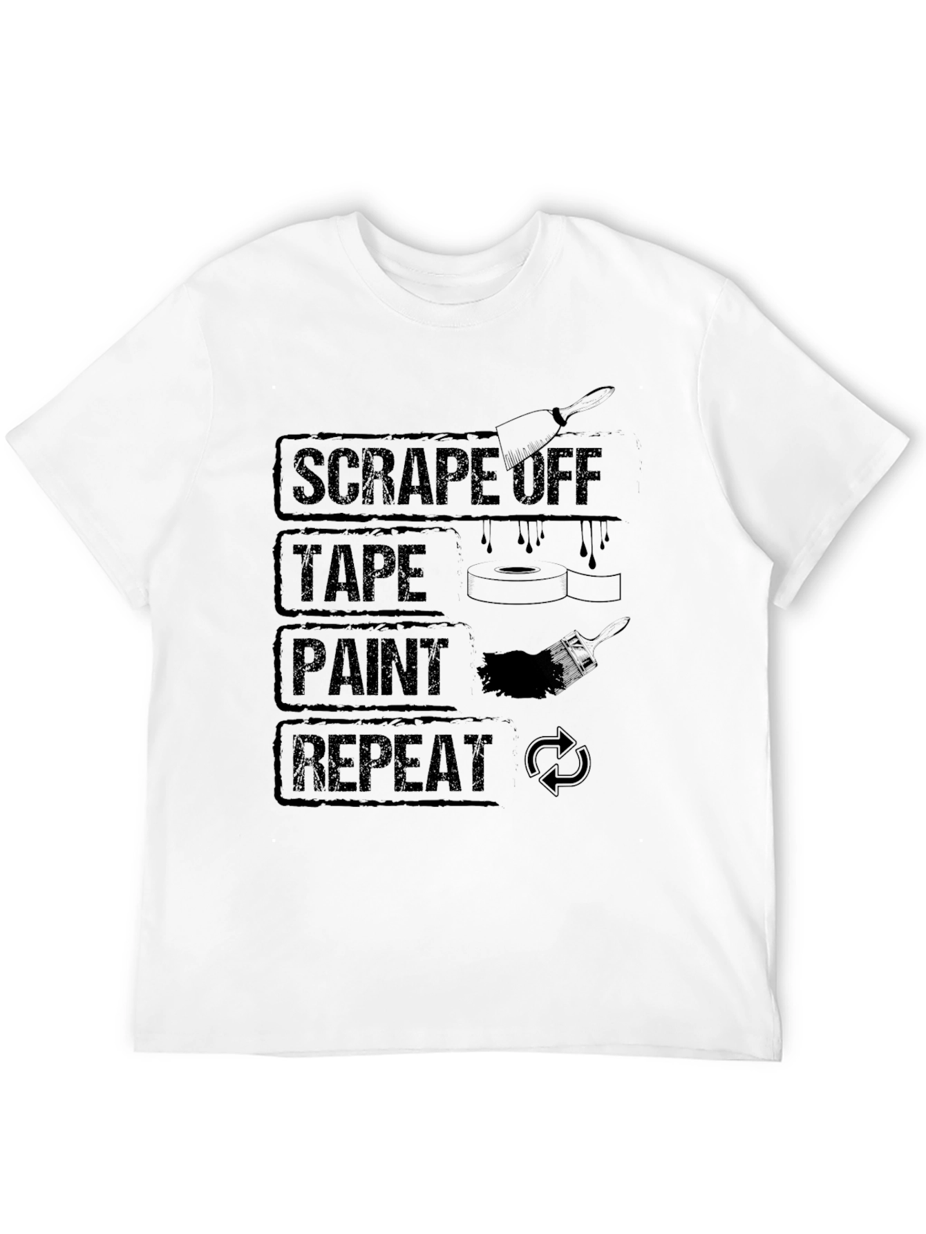 Scrape Tape Paint Repeat Black Graphic T-Shirt