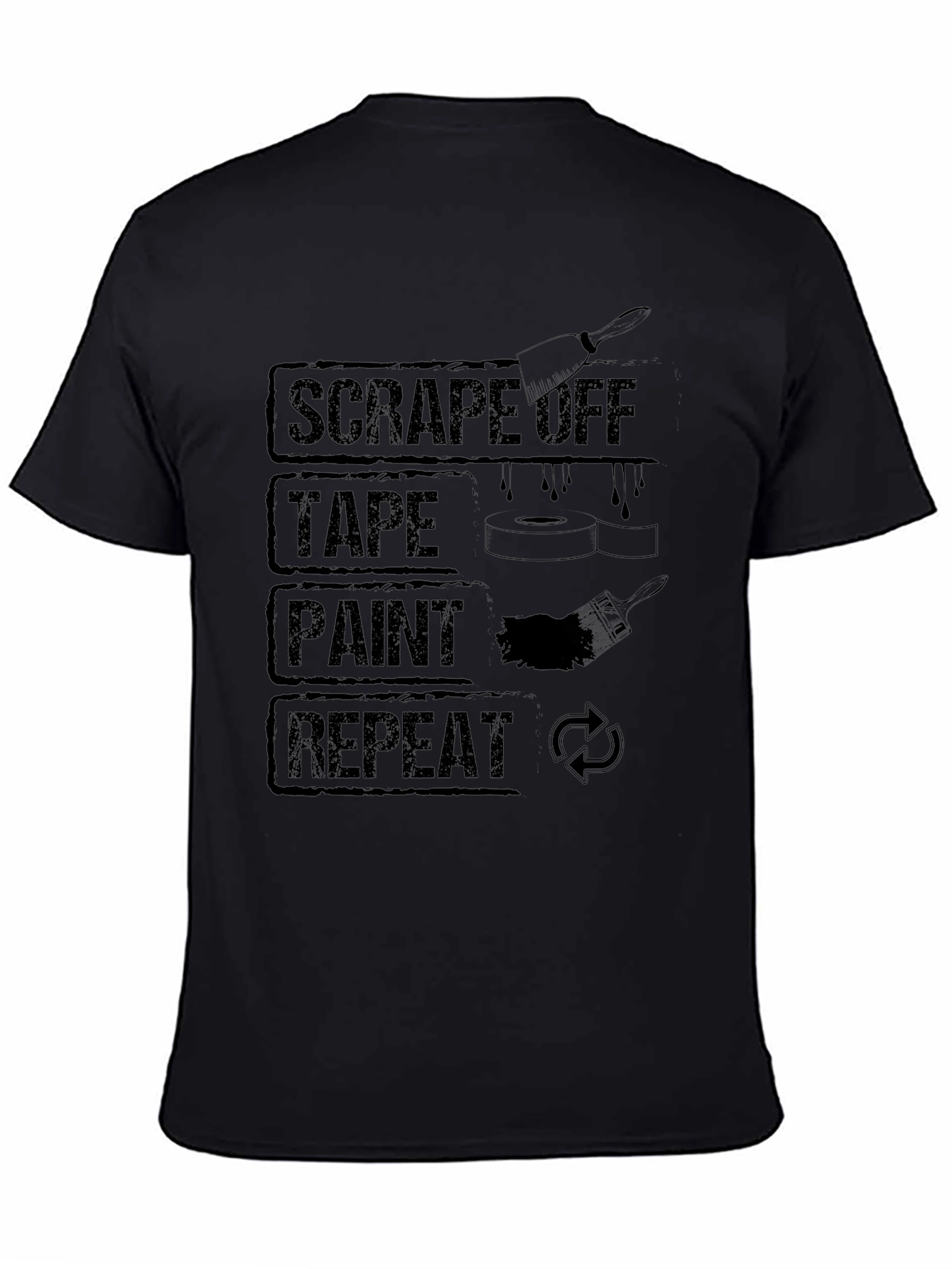 Scrape Tape Paint Repeat Black Graphic T-Shirt