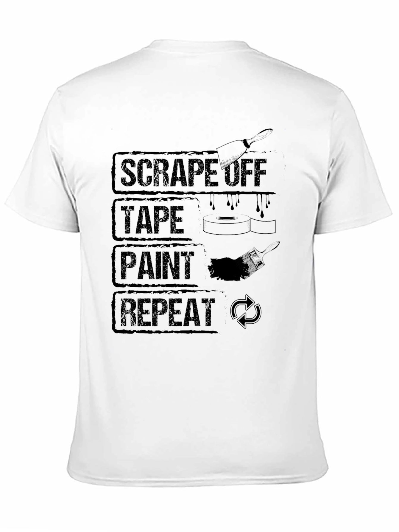 Scrape Tape Paint Repeat Black Graphic T-Shirt