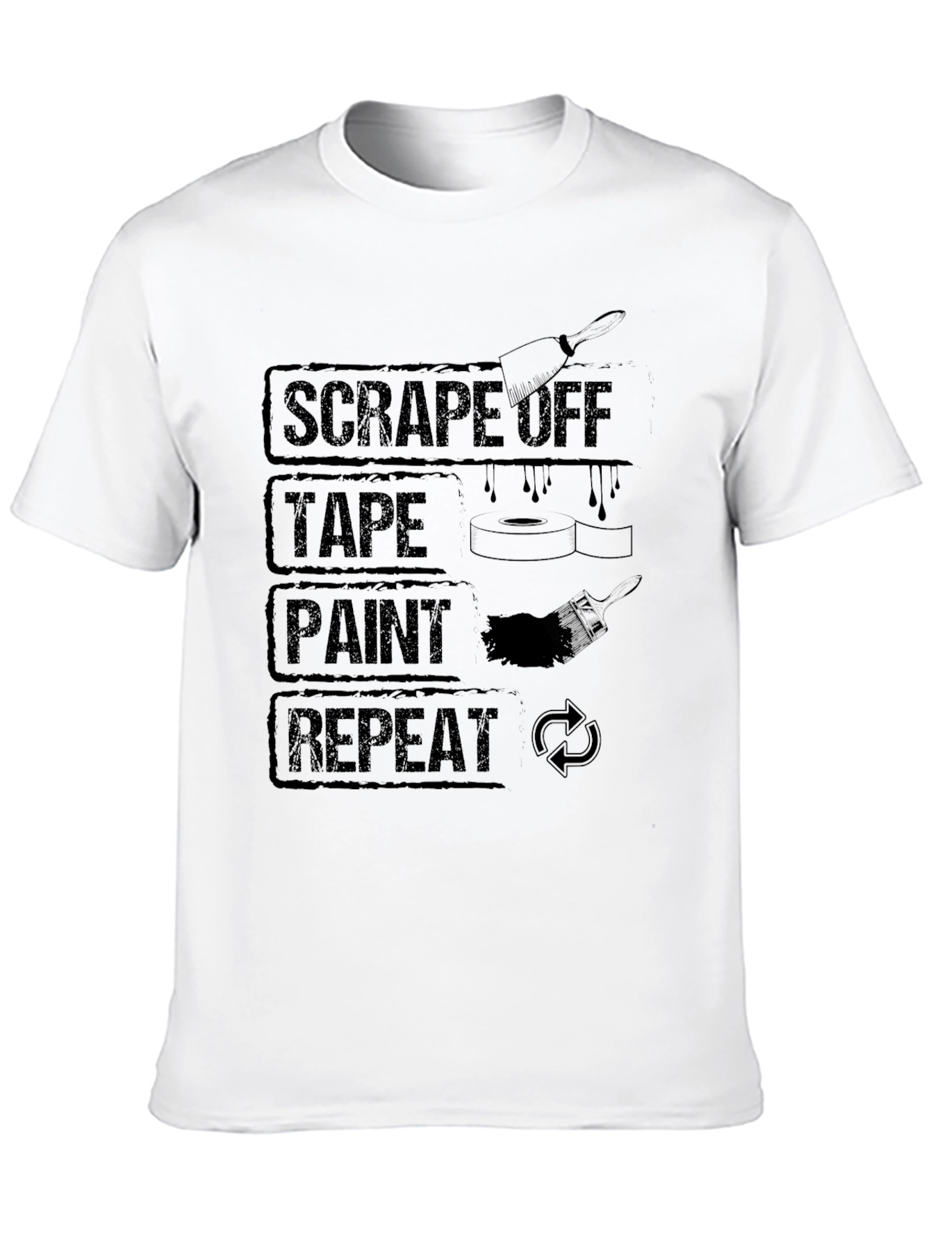 Scrape Tape Paint Repeat Black Graphic T-Shirt