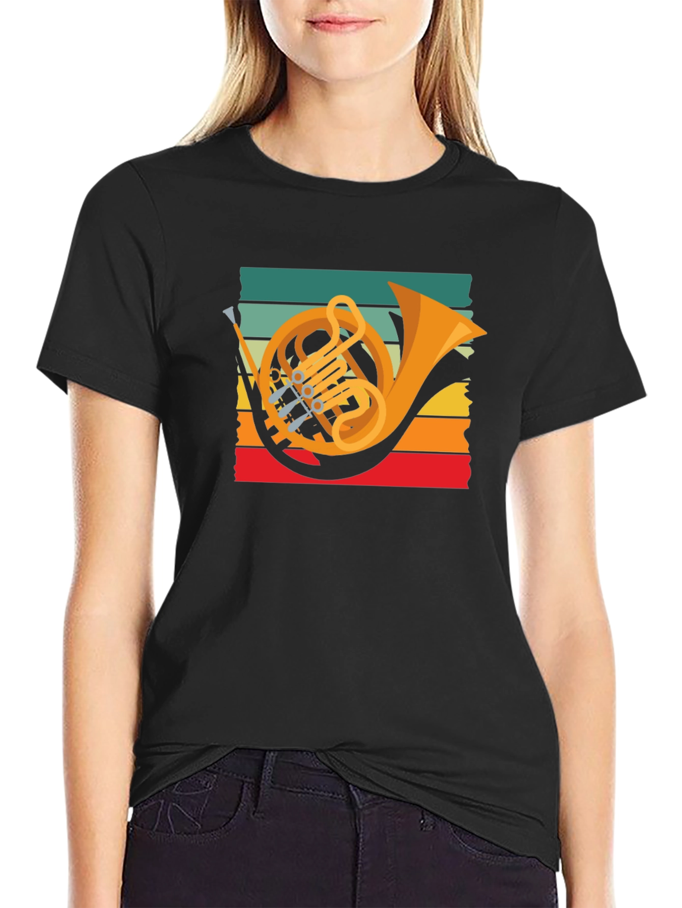 French Horn Retro T-Shirt Music Lover Tee
