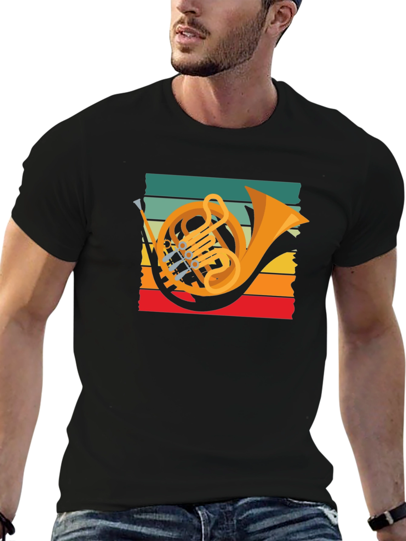 French Horn Retro T-Shirt Music Lover Tee