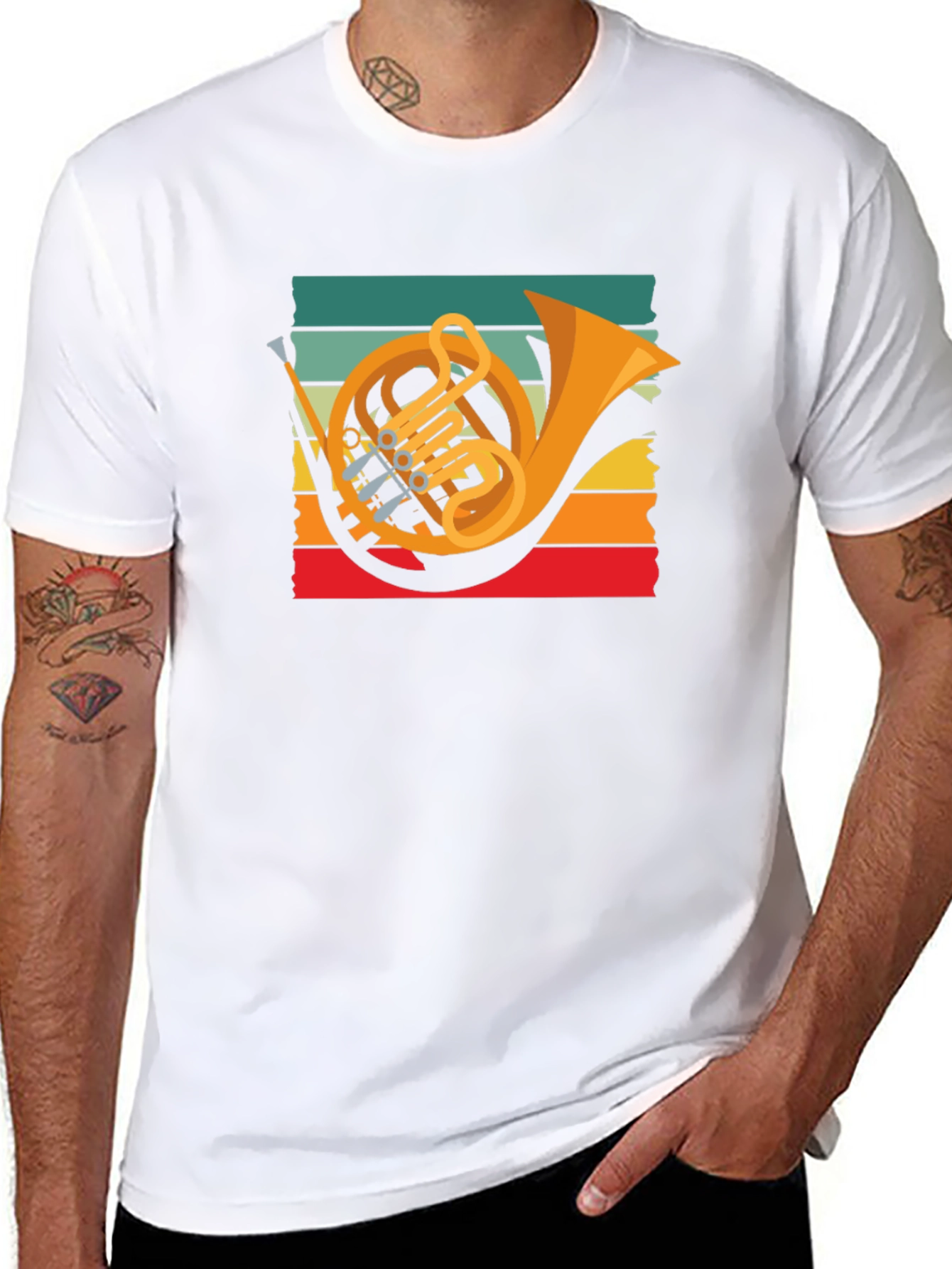 French Horn Retro T-Shirt Music Lover Tee