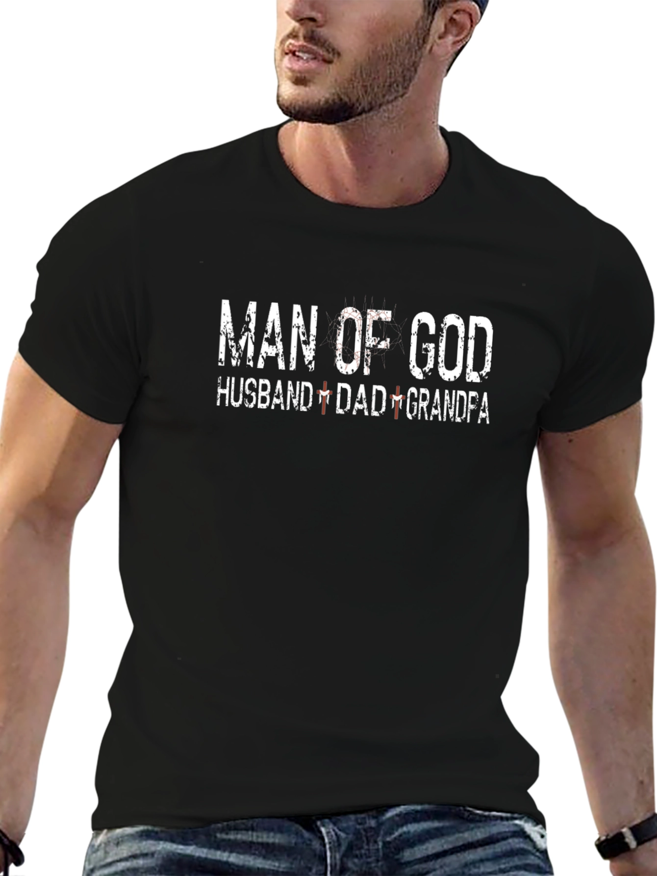 Man of God Husband Dad Grandfa T-Shirt