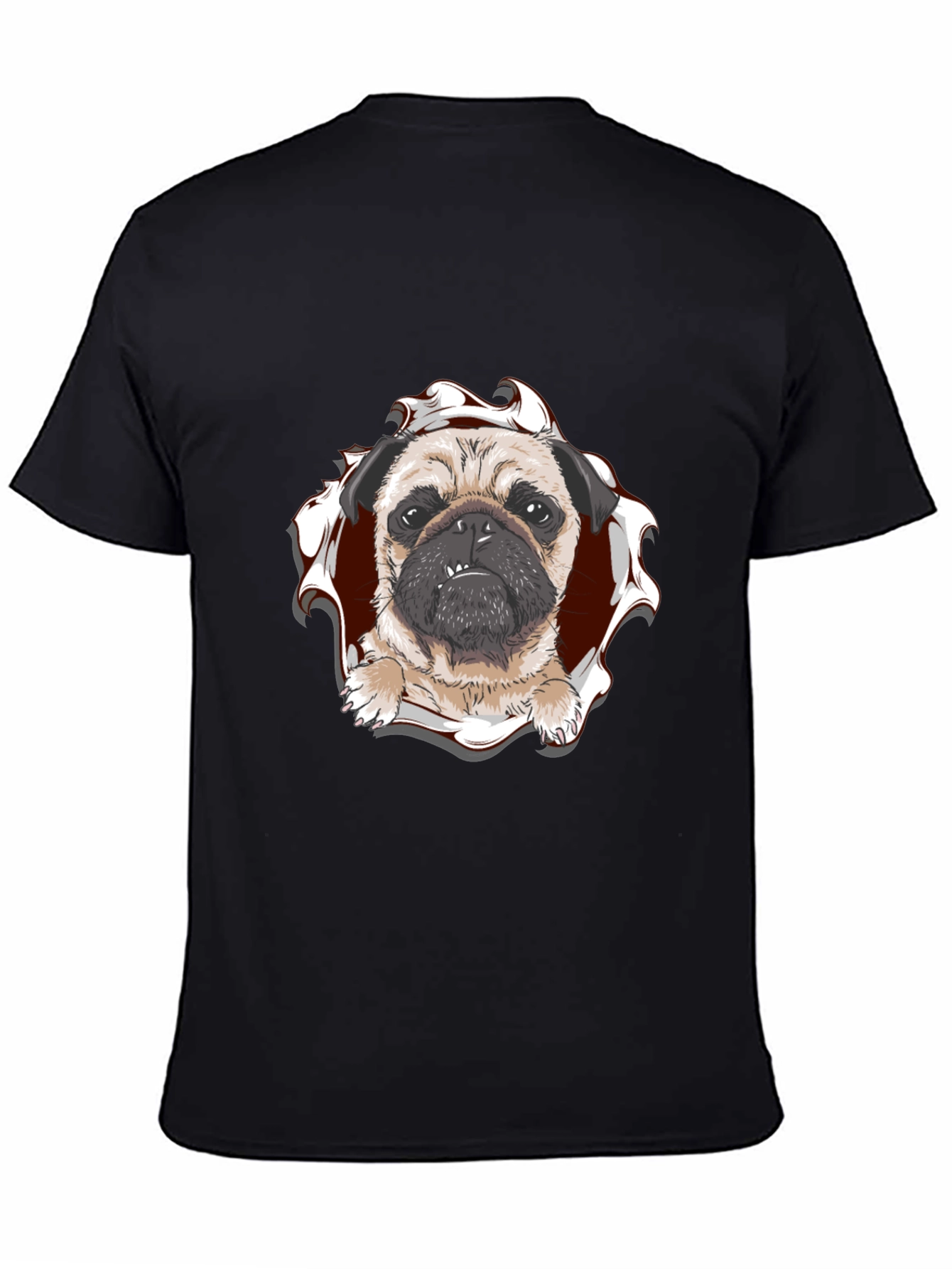 Pug Peek-a-Boo Graphic Tee - Mens Black T-Shirt