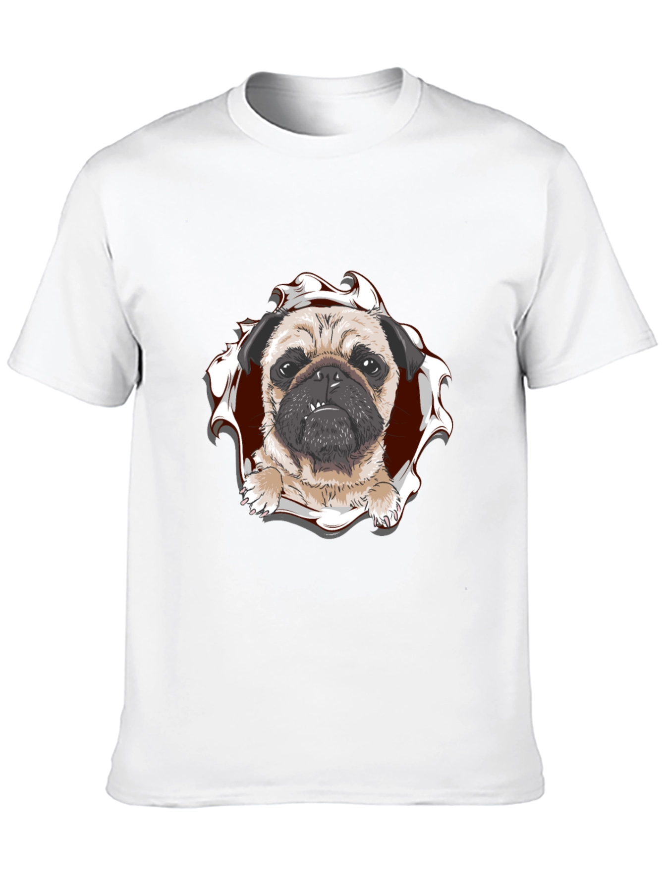 Pug Peek-a-Boo Graphic Tee - Mens Black T-Shirt