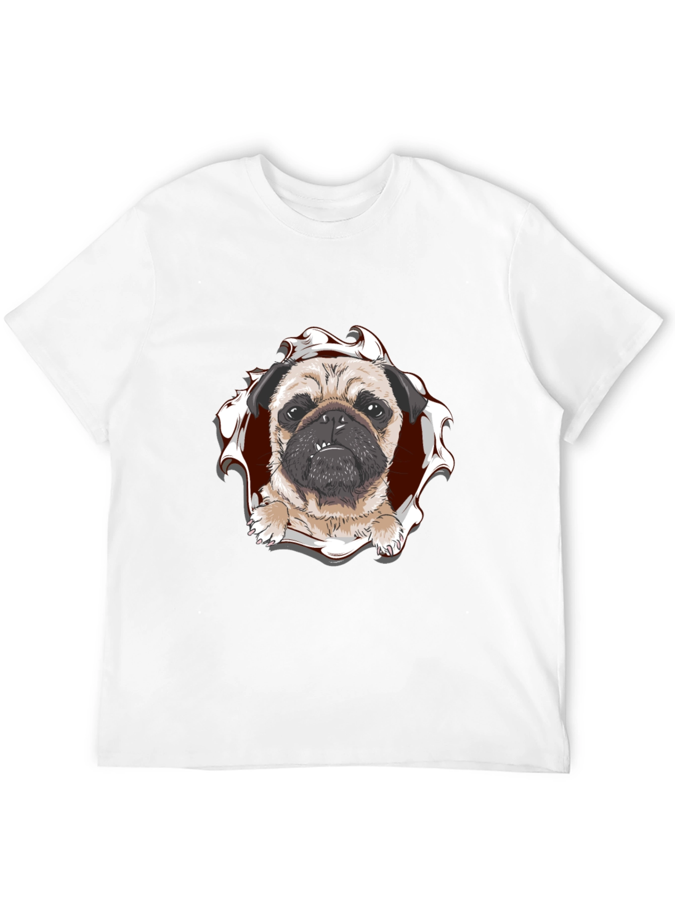 Pug Peek-a-Boo Graphic Tee - Mens Black T-Shirt