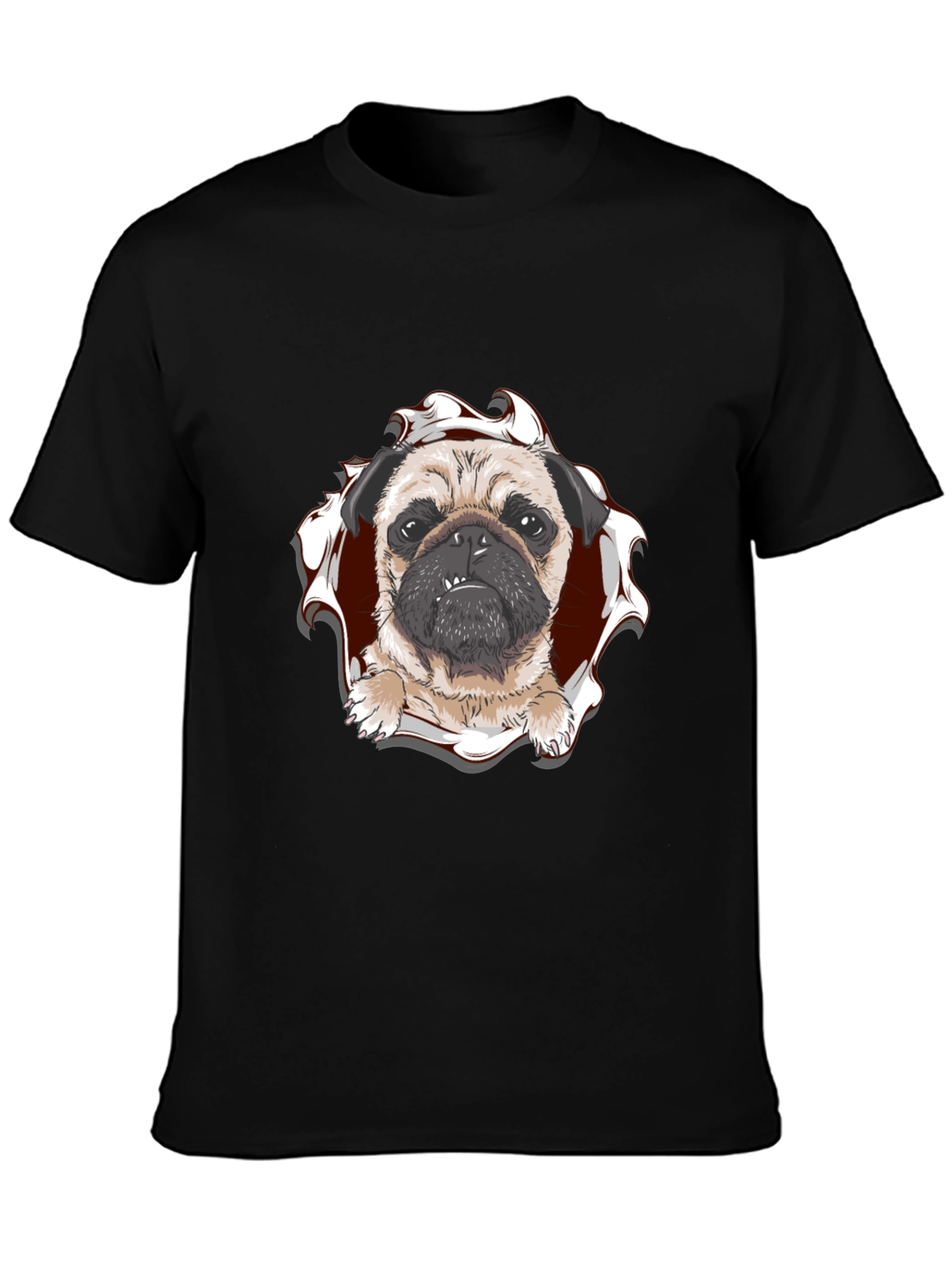 Pug Peek-a-Boo Graphic Tee - Mens Black T-Shirt