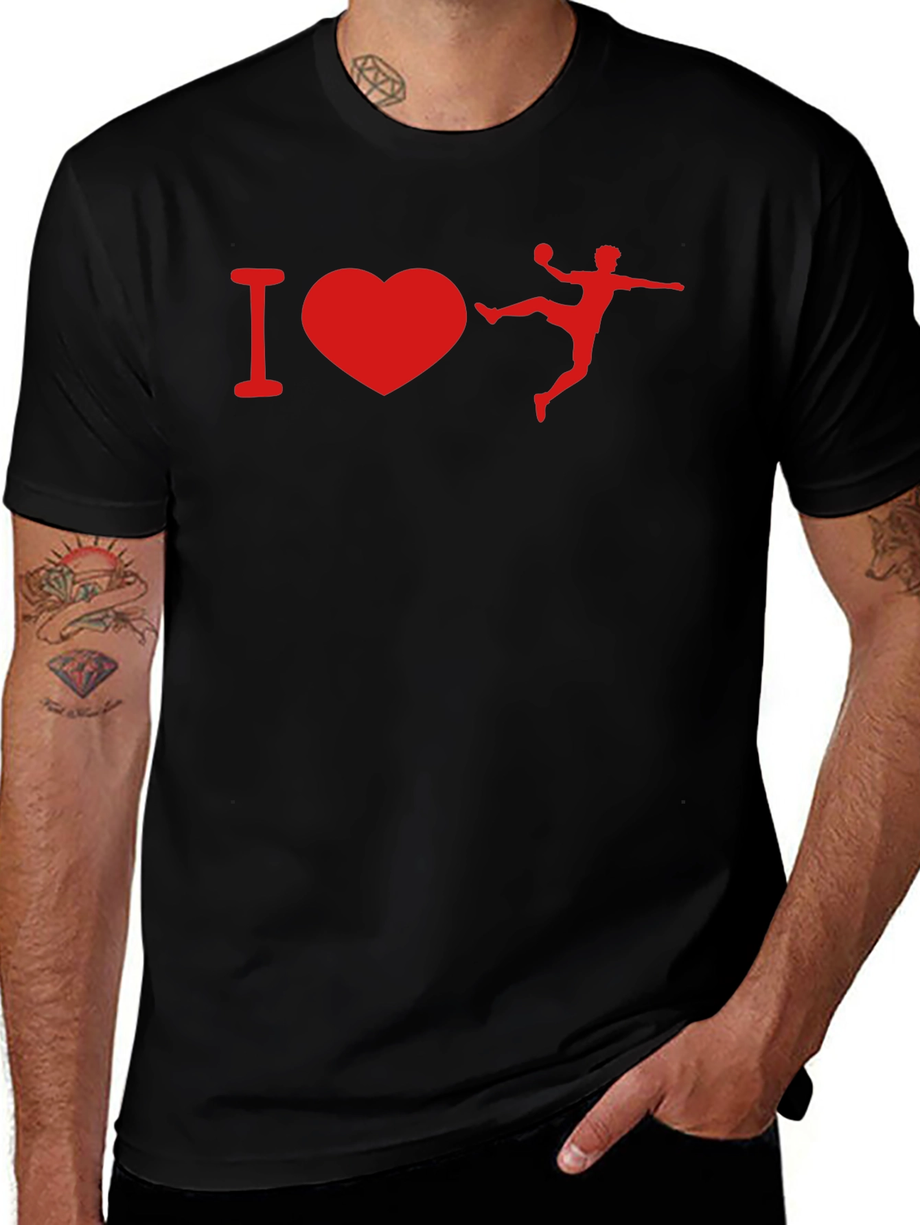 I Love Handball Graphic T-Shirt - Black Cotton Tee