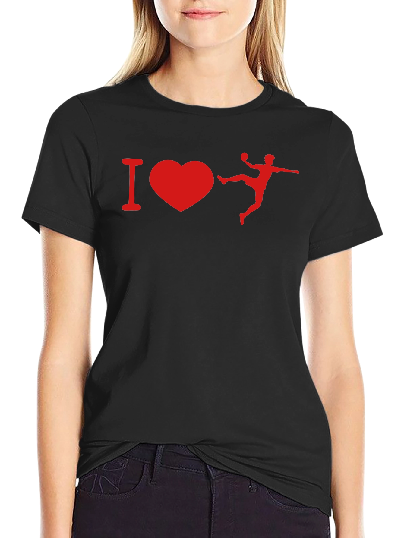 I Love Handball Graphic T-Shirt - Black Cotton Tee