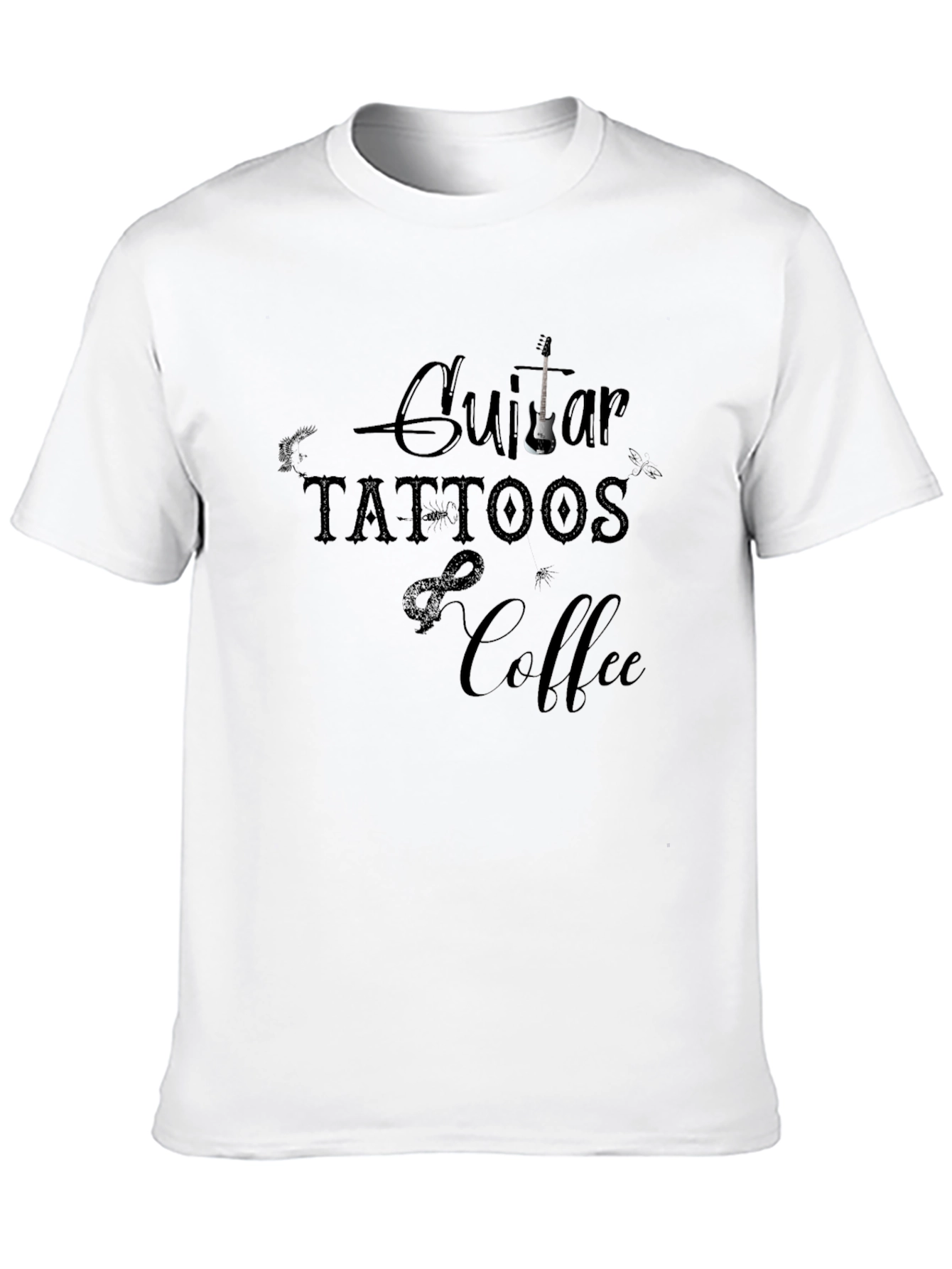 Guitar Tattoos Coffee Graphic T-Shirt