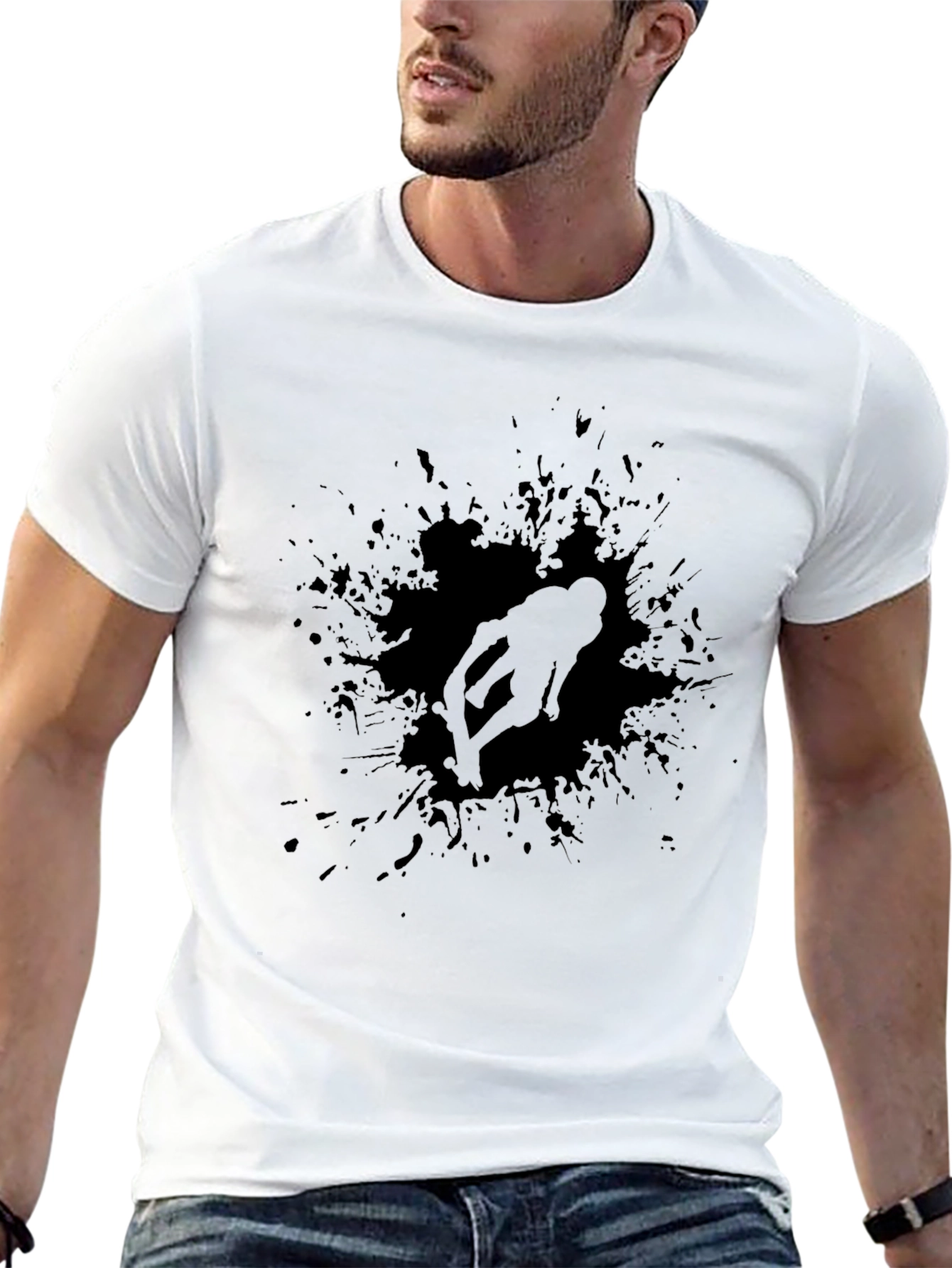 Black Bike Rider Splatter T-Shirt