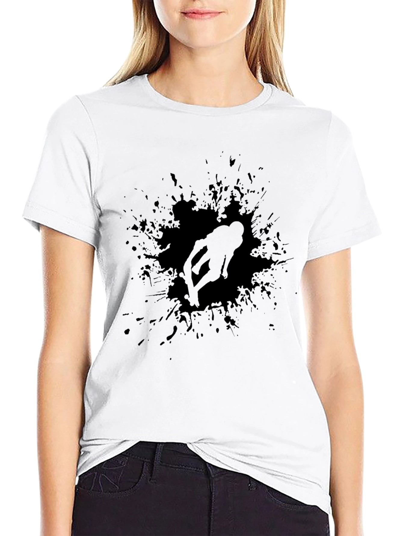 Black Bike Rider Splatter T-Shirt