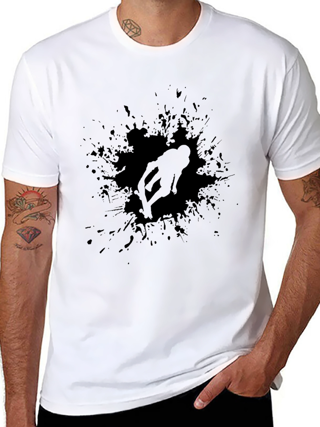 Black Bike Rider Splatter T-Shirt