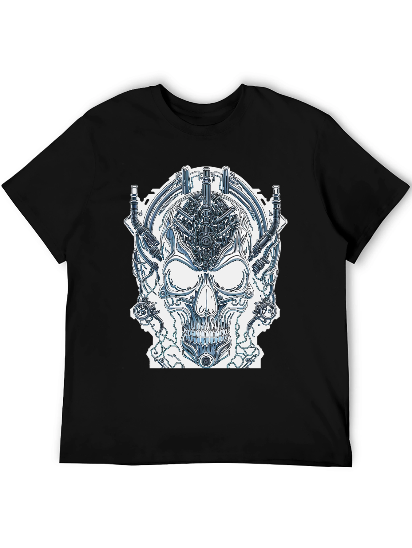 Cyberpunk Skull Graphic Tee - Edgy Sci-Fi Design