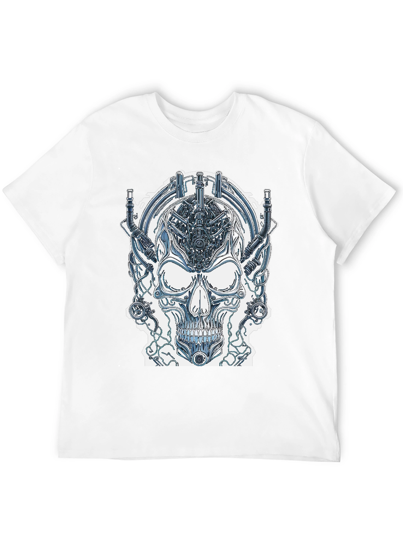 Cyberpunk Skull Graphic Tee - Edgy Sci-Fi Design
