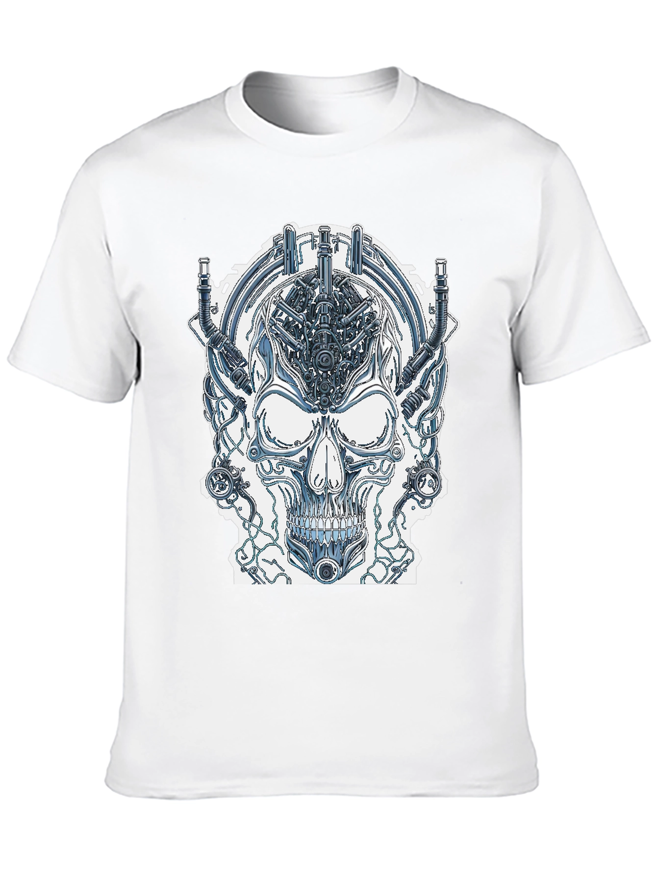 Cyberpunk Skull Graphic Tee - Edgy Sci-Fi Design