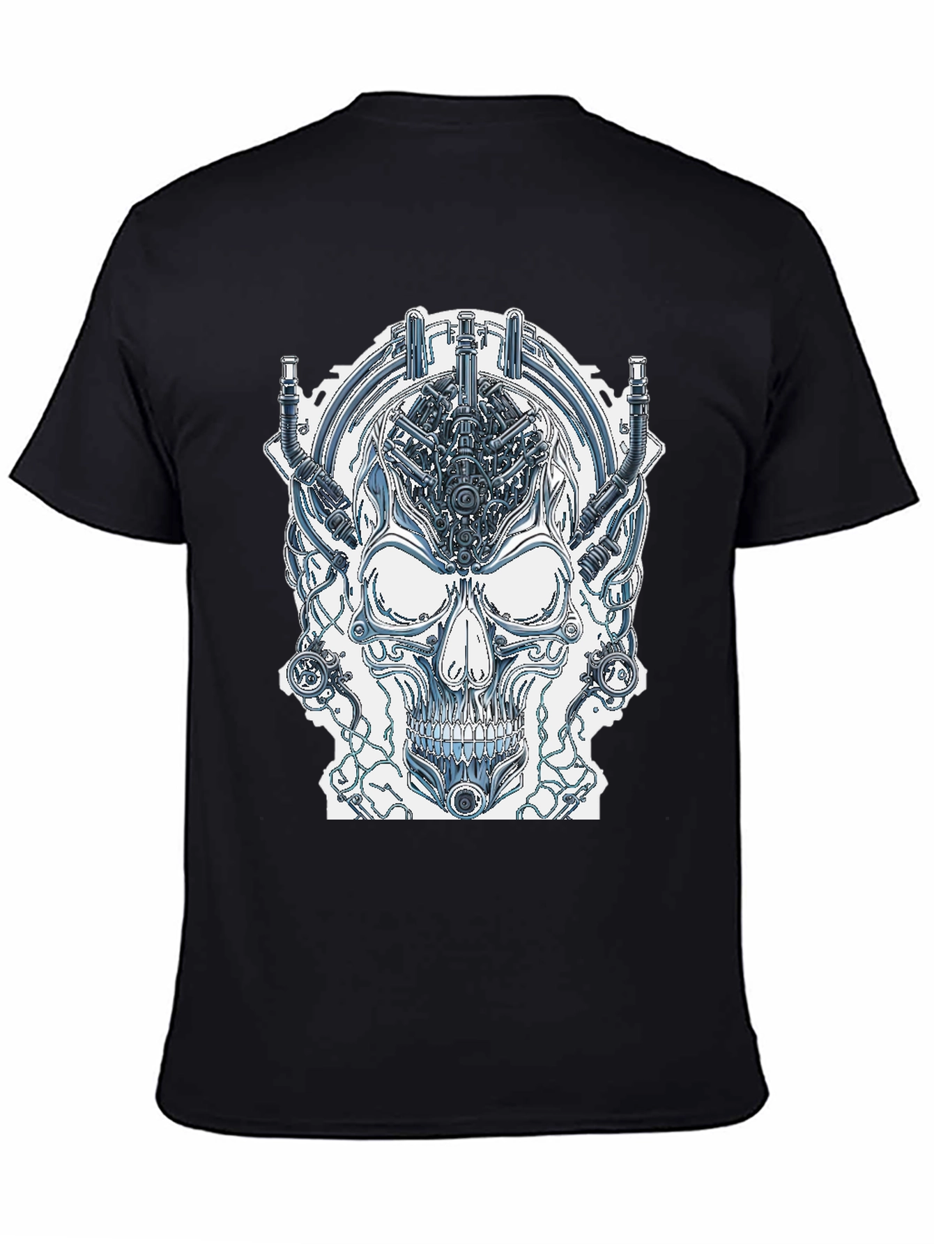 Cyberpunk Skull Graphic Tee - Edgy Sci-Fi Design